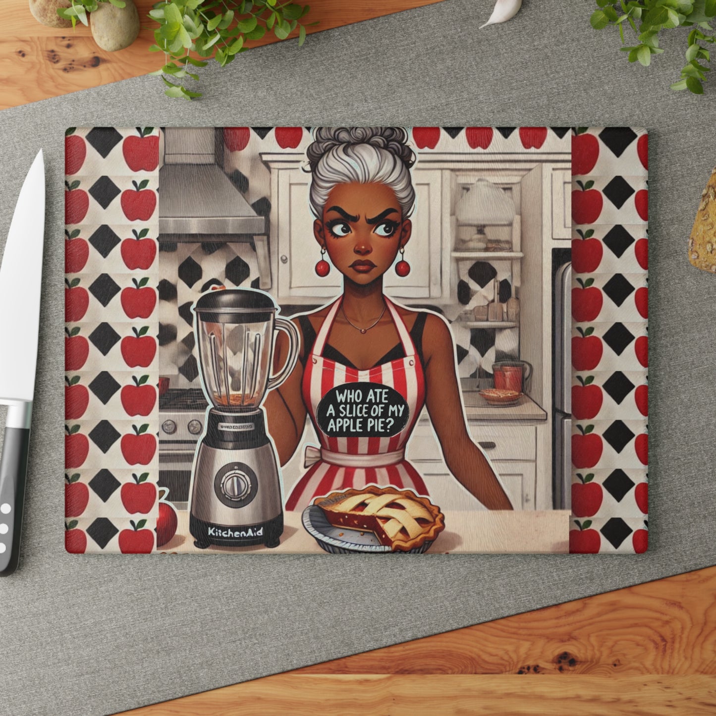 Apple Pie Heist Glass Cutting Board #APH1
