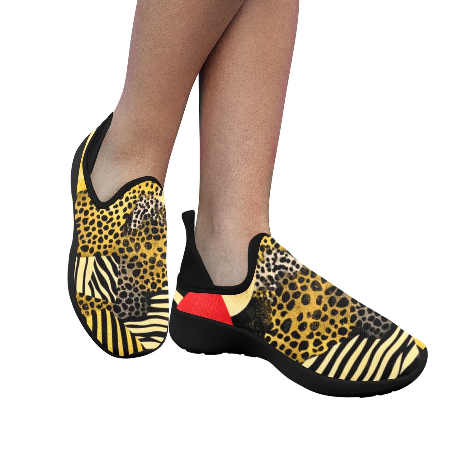 Golden Zebra Women's Fly Weave Drop-In Heel Sneakers Fly Weave Drop-in Heel Sneakers for Women (Model 02002)