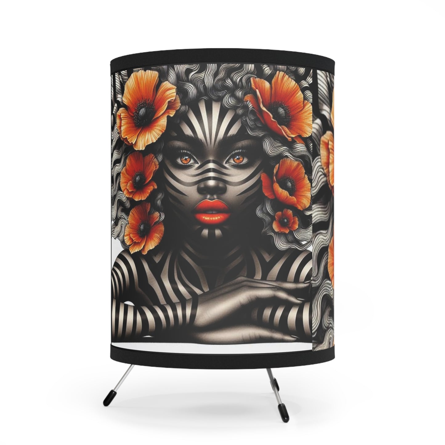 Zebra Fantasy Tripod Lamp with High-Res Printed Shade, US\CA plug #SZ35