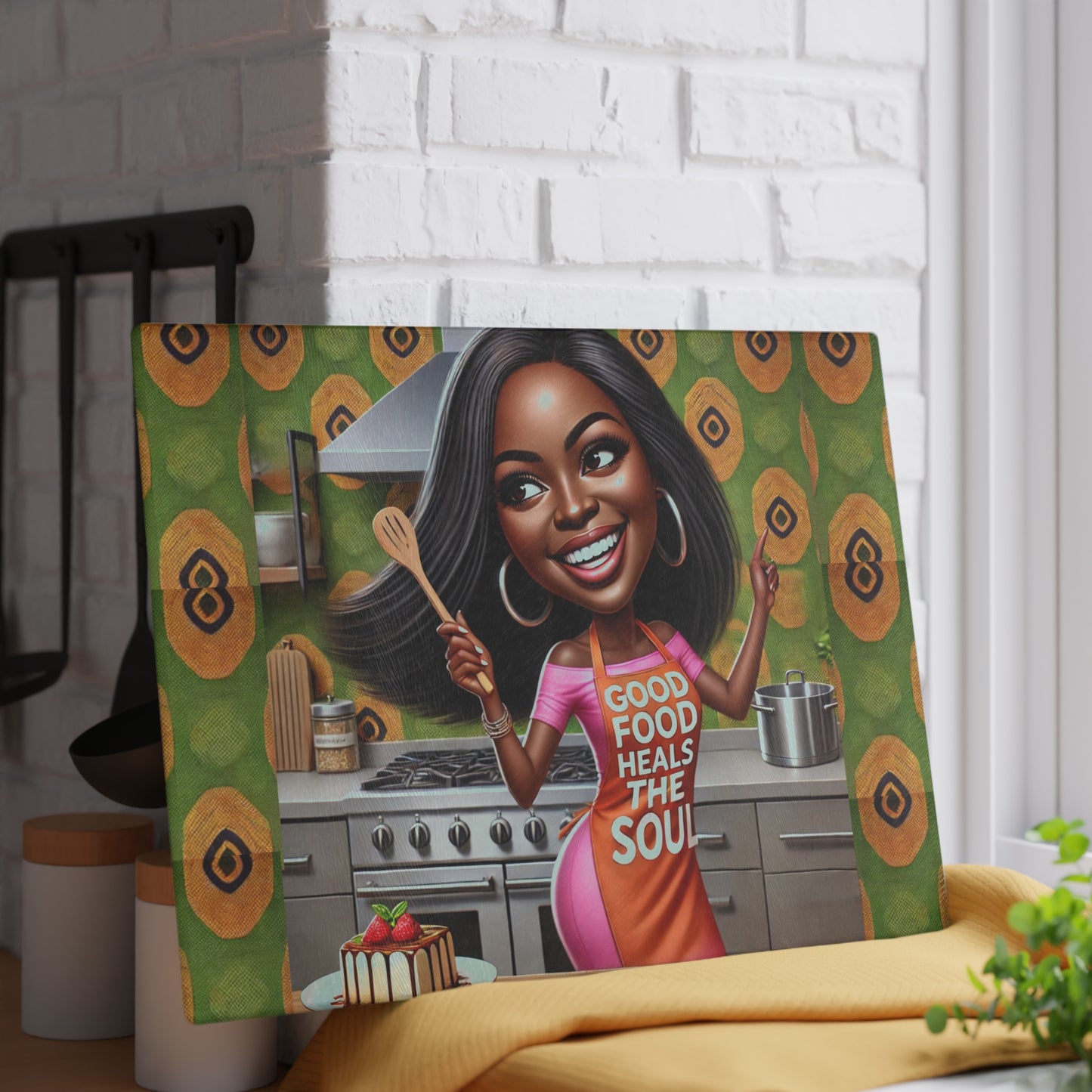 Soulful Bites and Kitchen Delights Glass Cutting Board #SBKD1