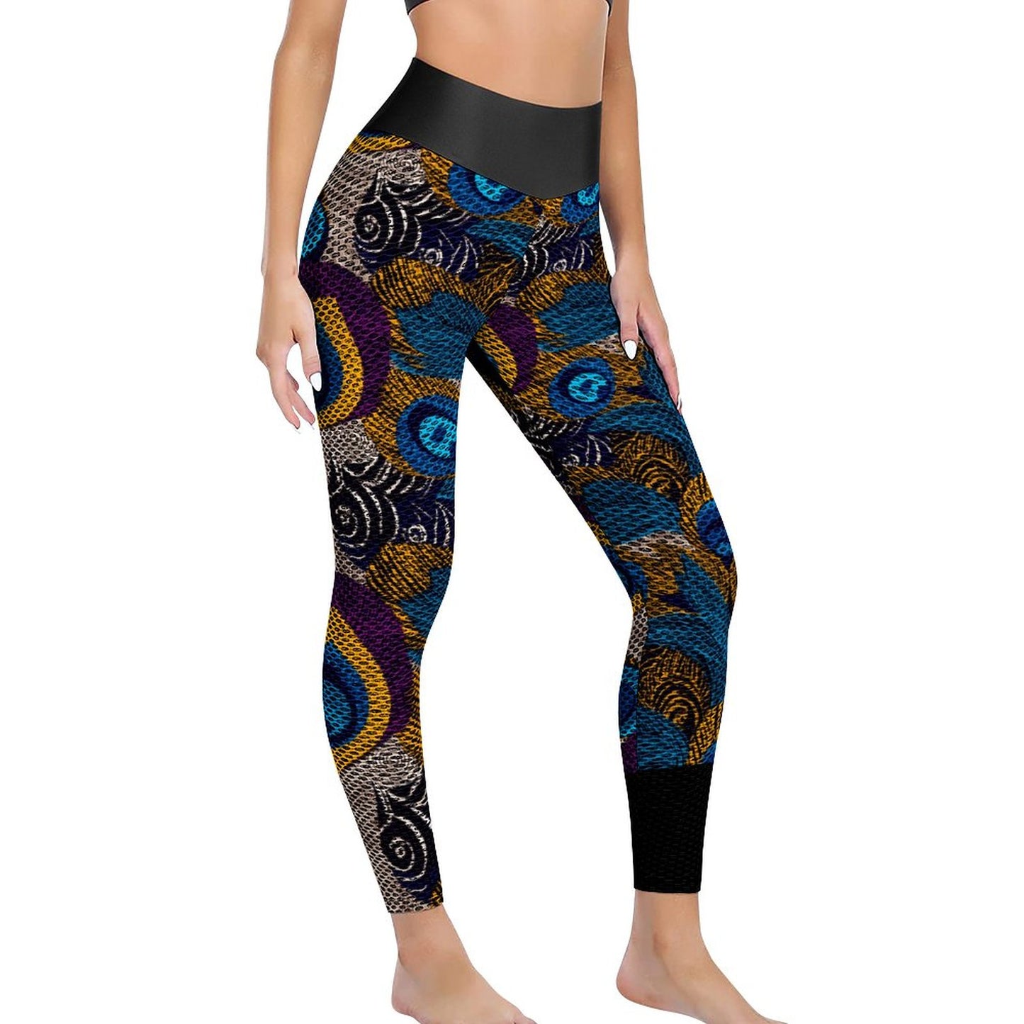 Custom Printed Honeycomb Textured Yoga Pants for Women (All-Over Printing)