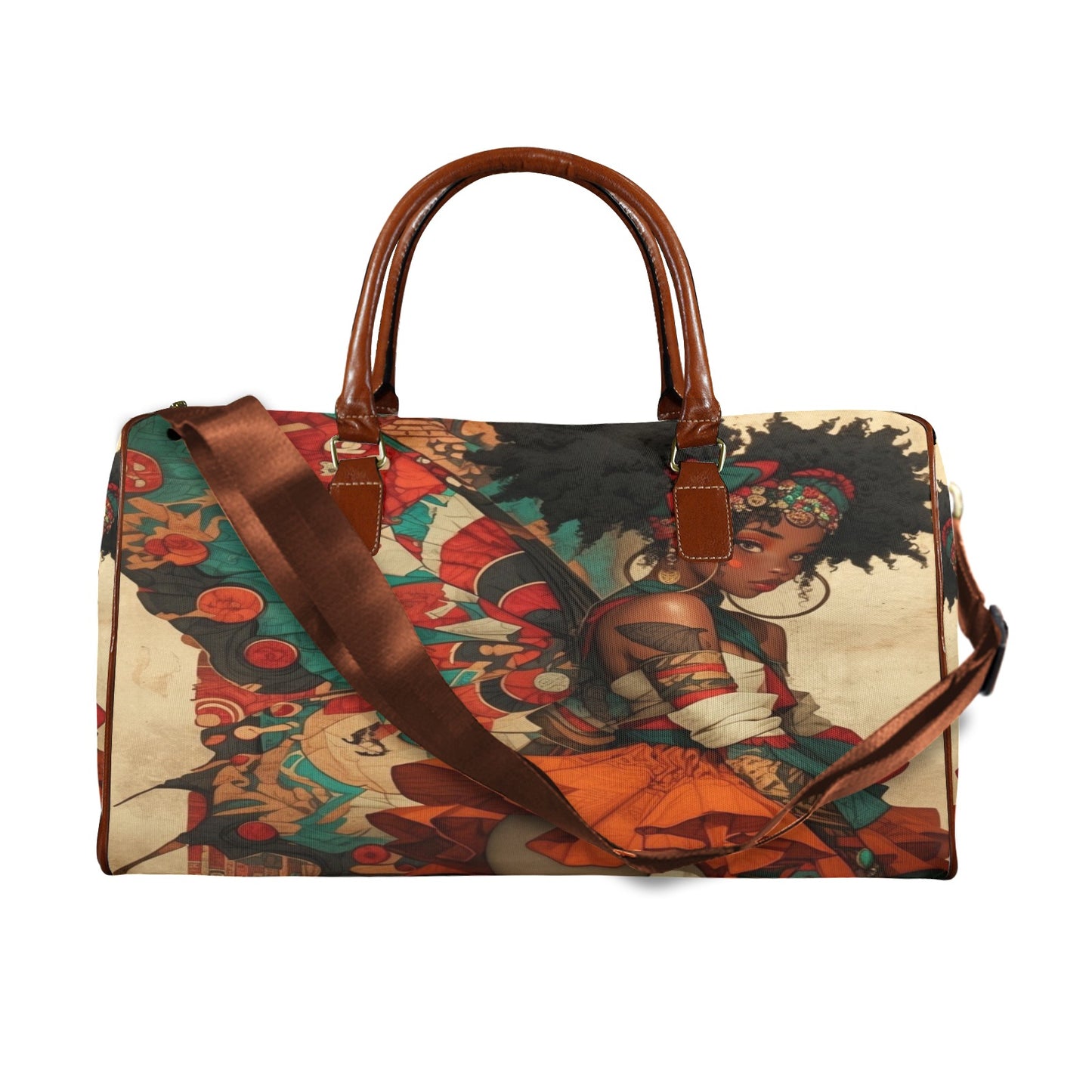 AfroCentric Butterfly Winged Ballerinas Large Capacity Travel Bag-Large (Brown Short Patch) (1737) Large Capacity Travel Bag-Large (Brown Short Patch) (1737)