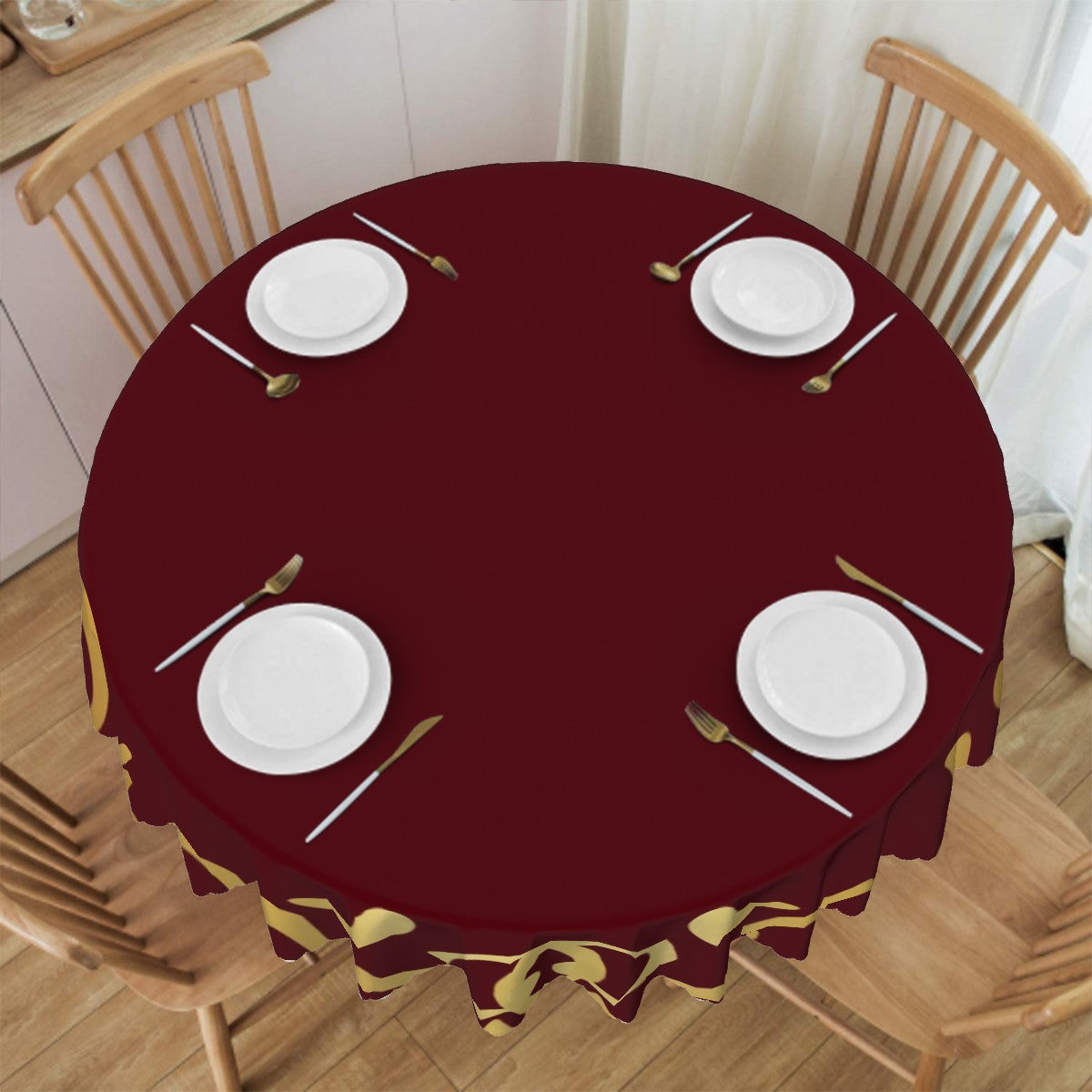 Special Occasion Round Tablecloth with Wavy Edge