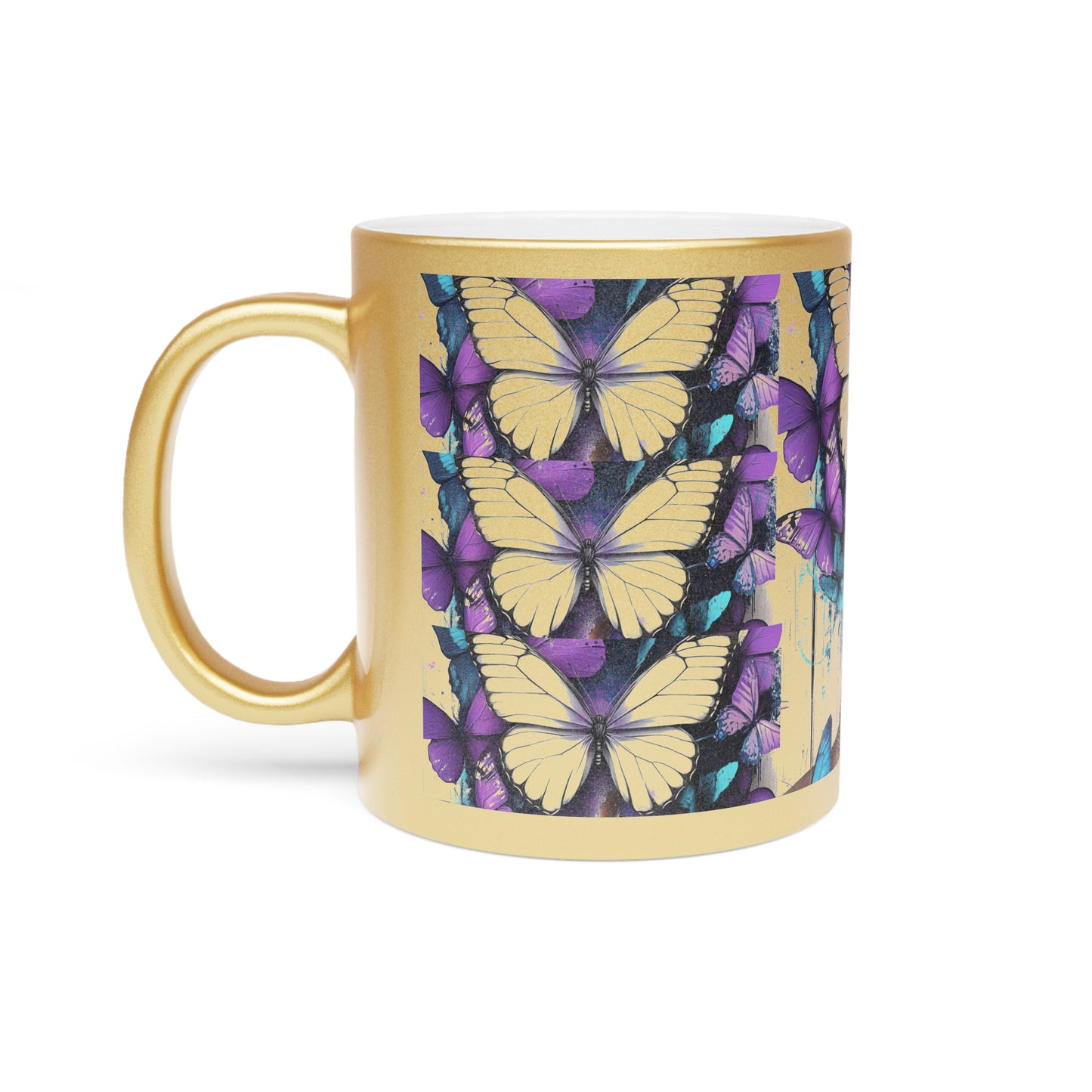 Butterfly Beauty Metallic Mug African Art Mug, Silverold Mug, Gift for Her