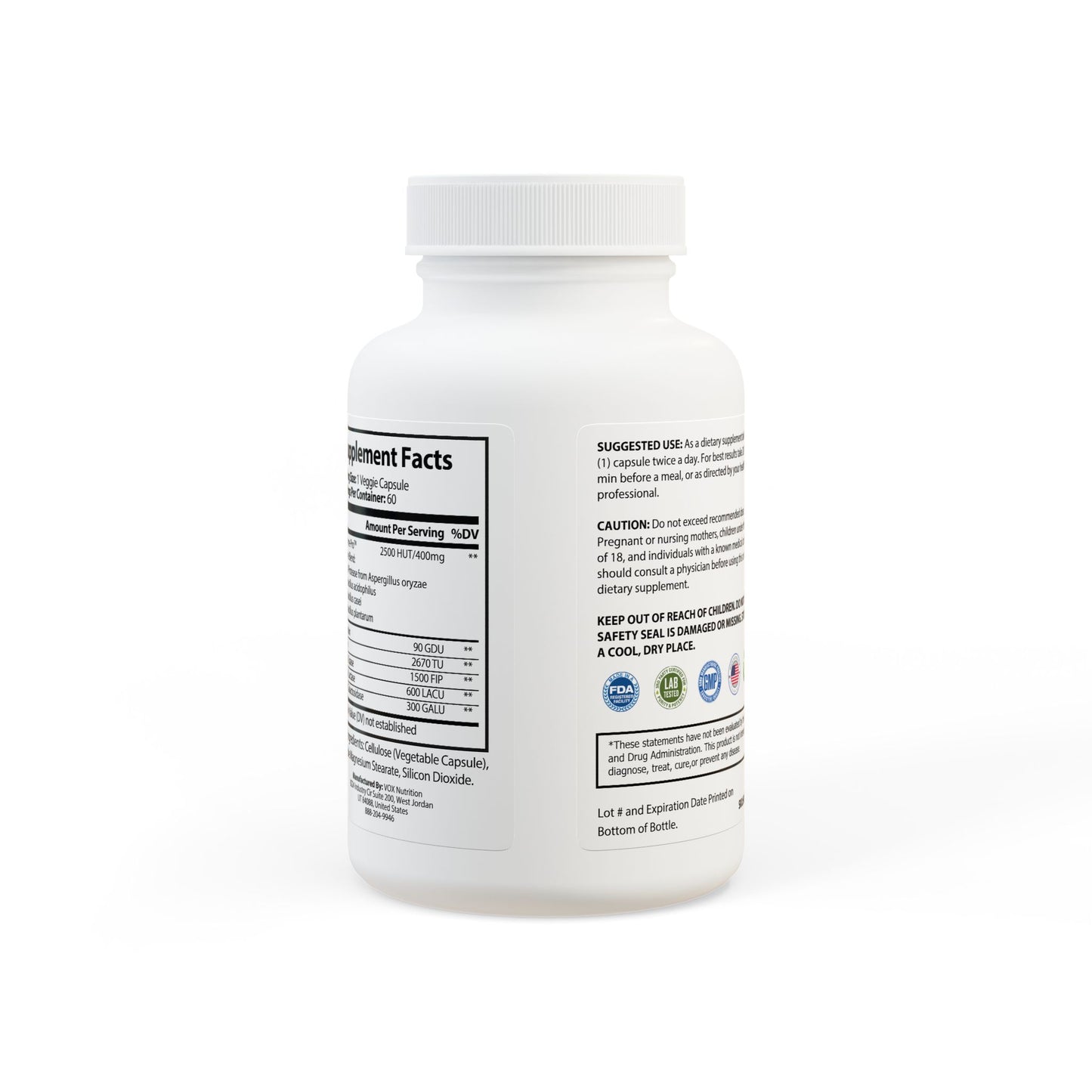 Digestive Enzyme Blend Supplement (60 Capsules) #GLP10