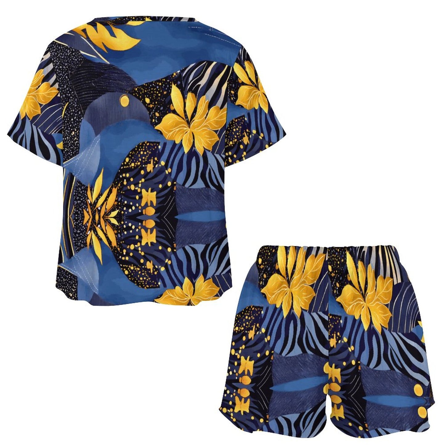 Women's Abstract Cooling Short Sleeve Loungewear Set UTZ (All-Over Printing)
