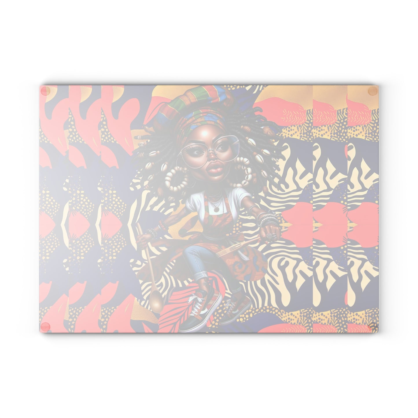 Glass Cutting Board, Afrocentric Kitchen Decor, Ankara Pattern Glass Board, Ethnic Design Cheese Board, Unique Housewarming Gift