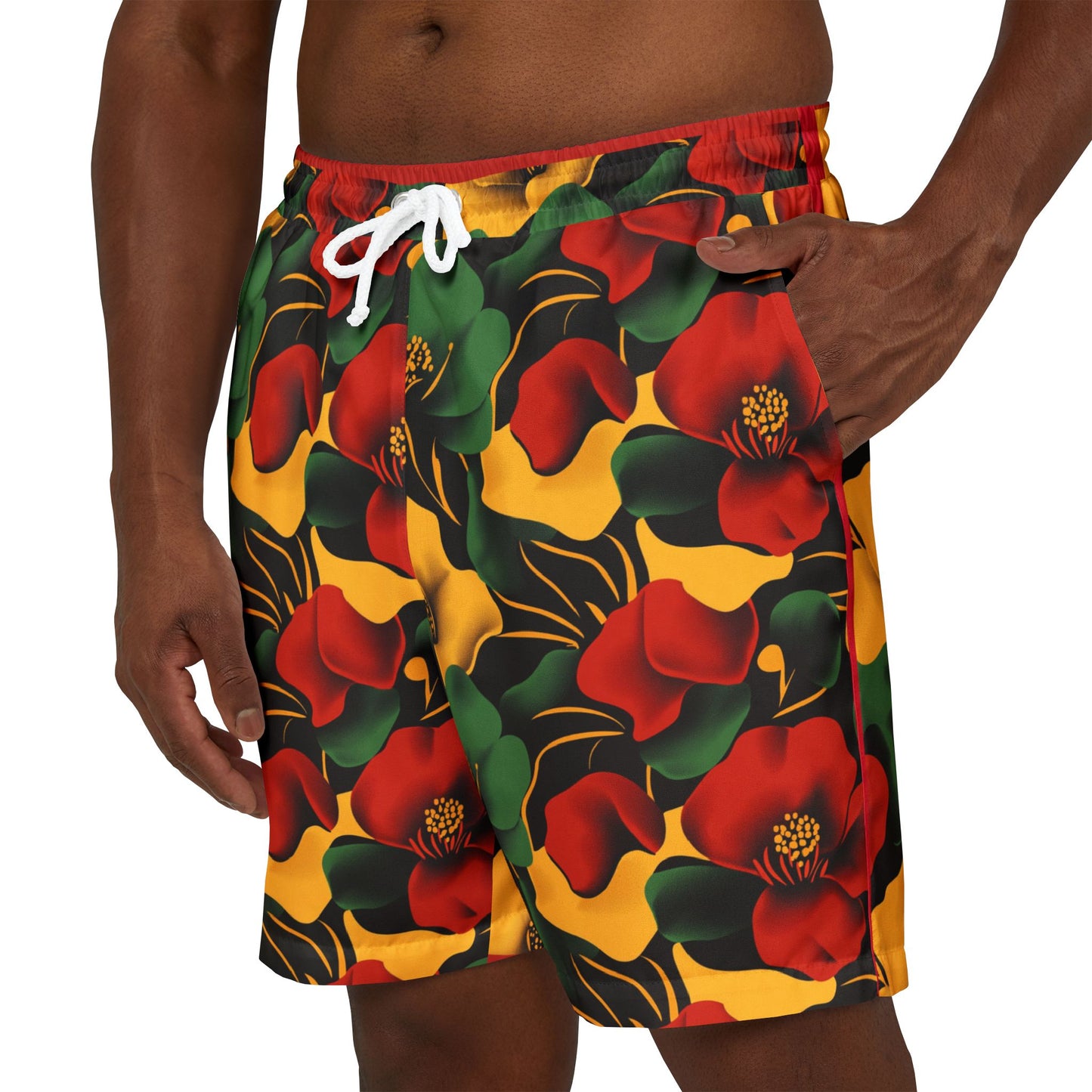 Vibrant Floral Unisex Swim Shorts | Tropical Beachwear Summer Vacation Pool Party Relaxation Gift for Him and Her