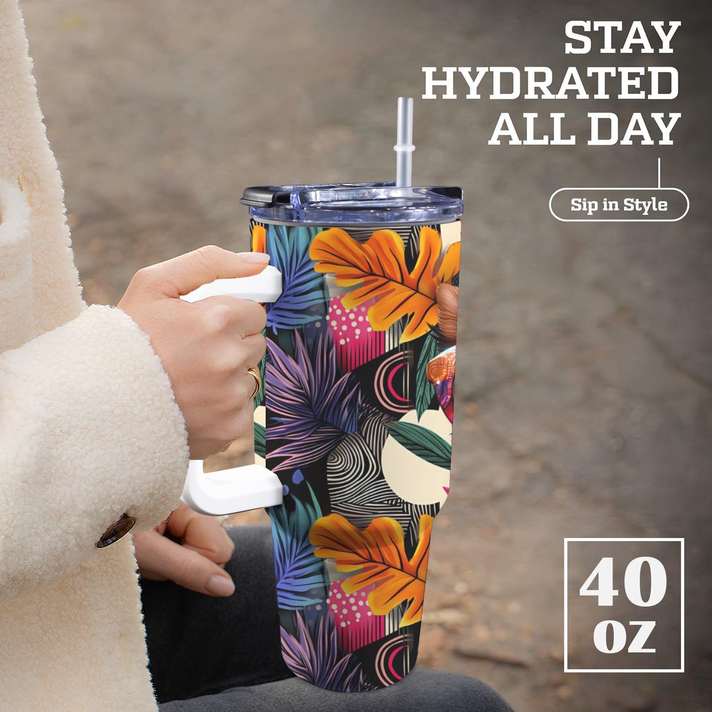 Cute As Can Be 40 oz Tumbler With White Handler 40oz Tumbler with White Handle