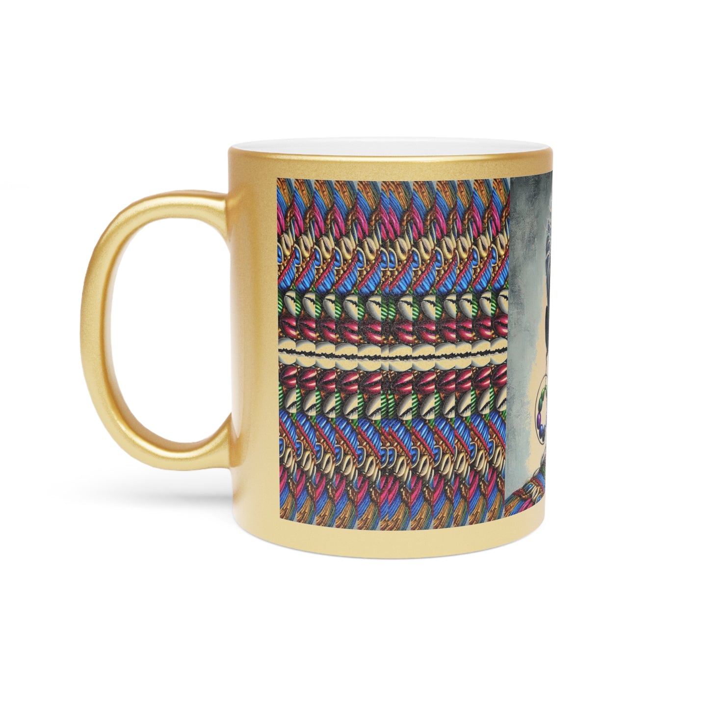 Vibrant African Art Metallic Mug - Silver/Gold