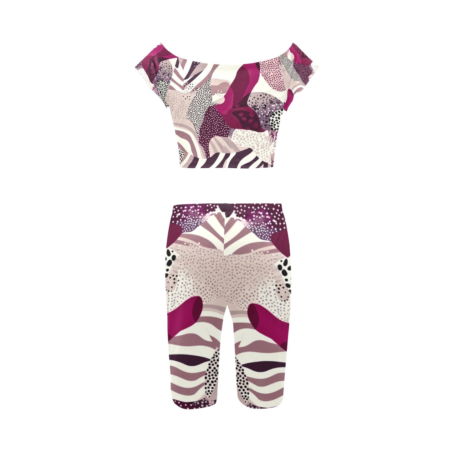 Burgundy Camo Women's Yoga Set Women's Crop Top Yoga Set