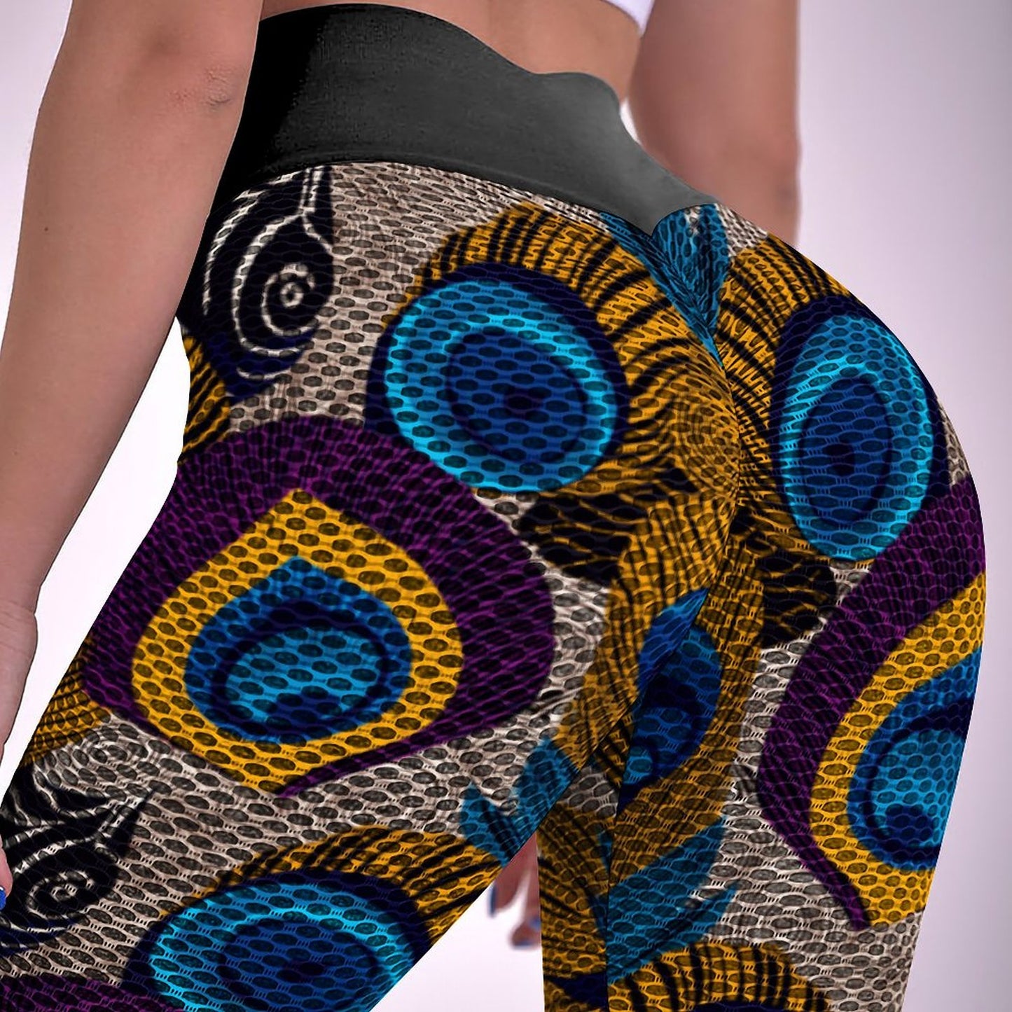 Custom Printed Honeycomb Textured Yoga Pants for Women (All-Over Printing)