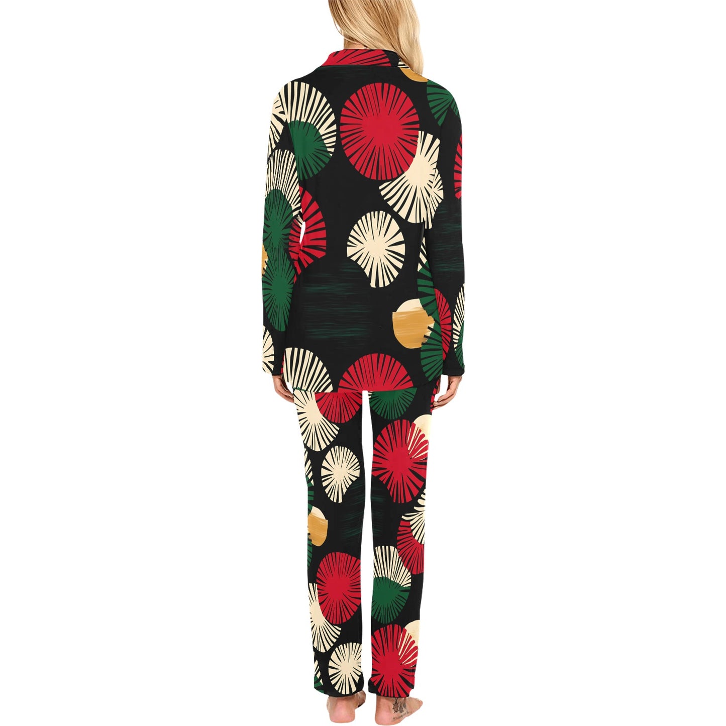 Circle Pattern Women's Pajama Set Women's Long Pajama Set