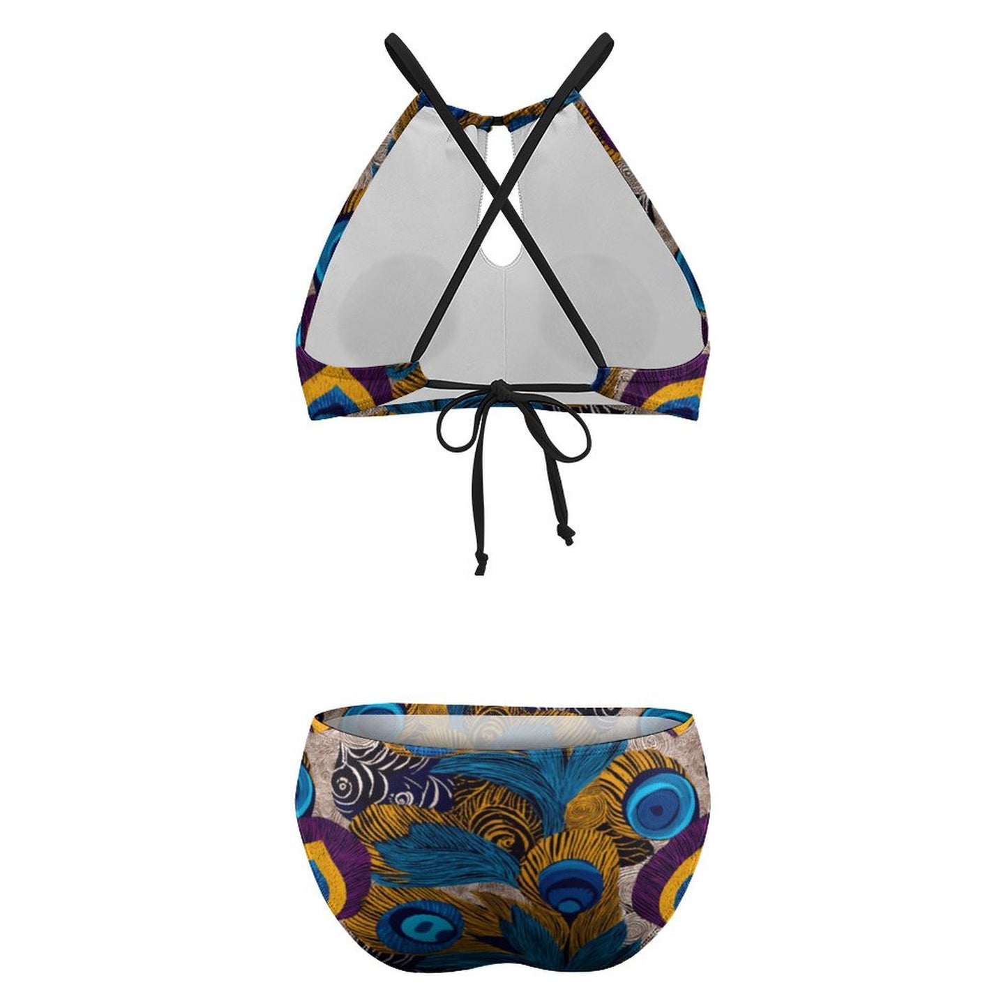 Women's Two piece Swimsuit with High Neck Halter Top BK2040 (All-Over Printing)