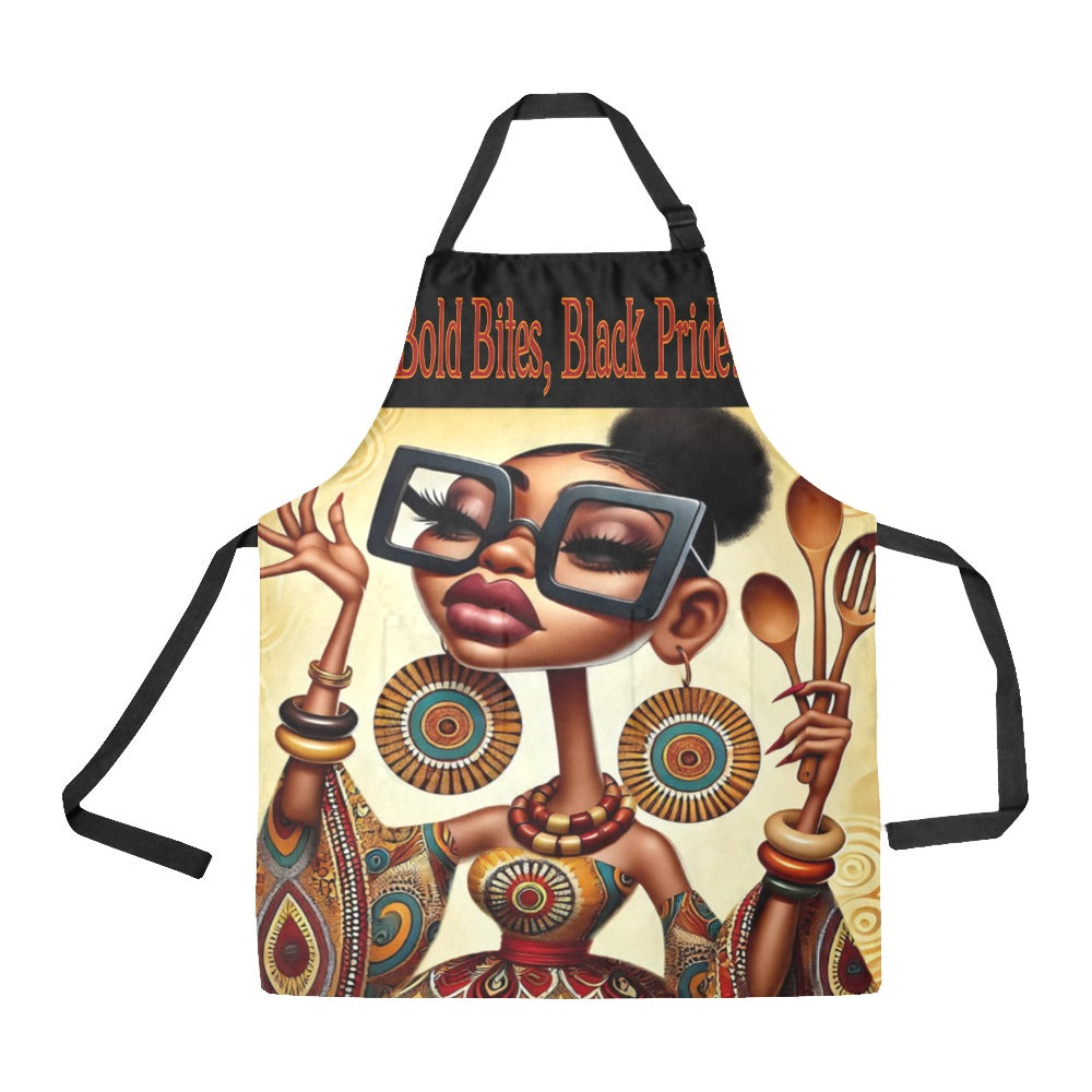 Bold Bites, Black Pride Kitchen Apron All Over Print Apron