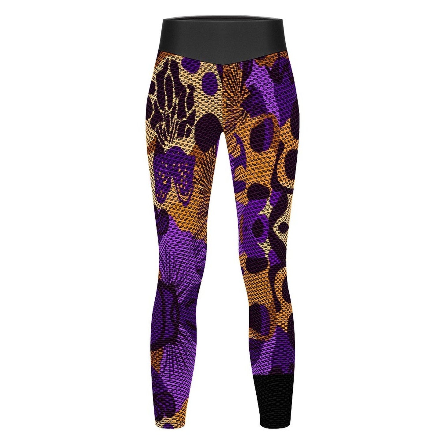 Custom Printed Honeycomb Textured Yoga Pants for Women (All-Over Printing)