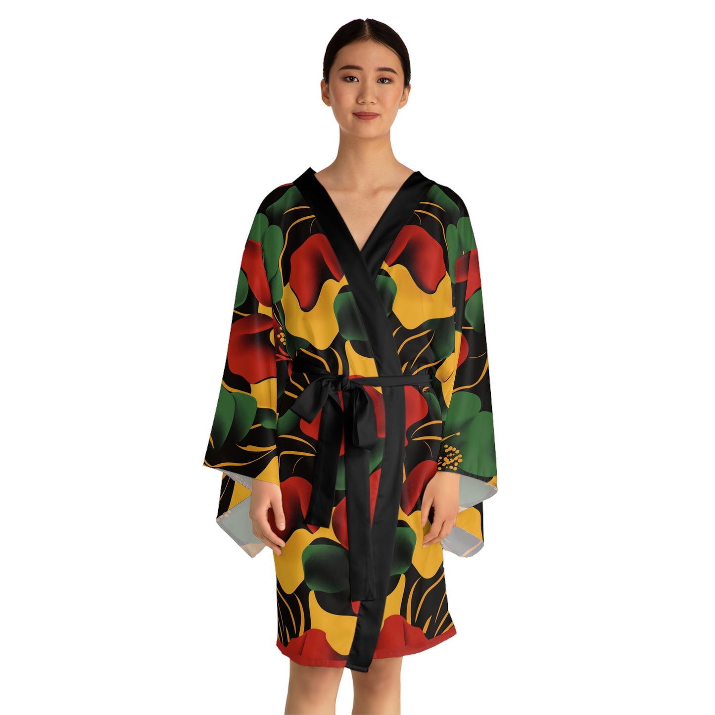 Floral Long Sleeve Kimono Robe - Cozy Loungewear Perfect for Relaxation Spa Days Gift for Her Summer Nights Unique Fashion