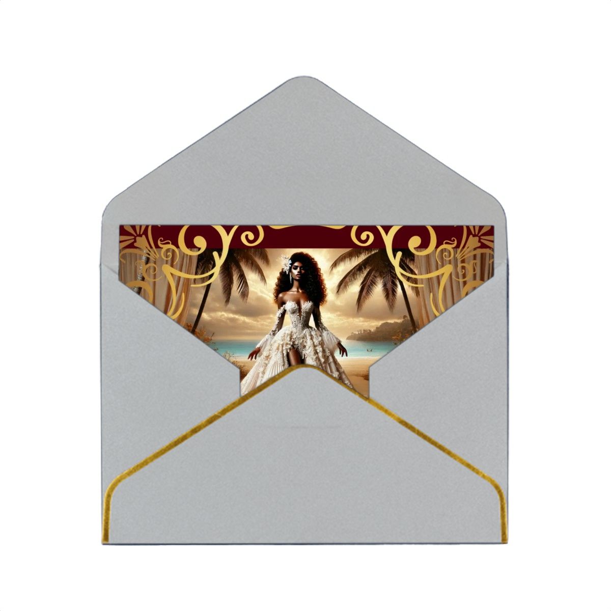 Wedding Golden Edge Greeting Cards (Horizontal)