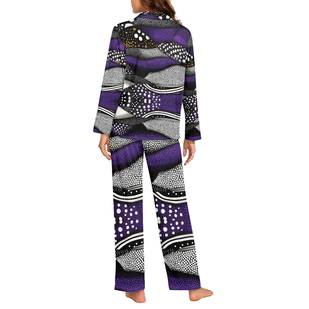 Turn down neck pajamas set for woman