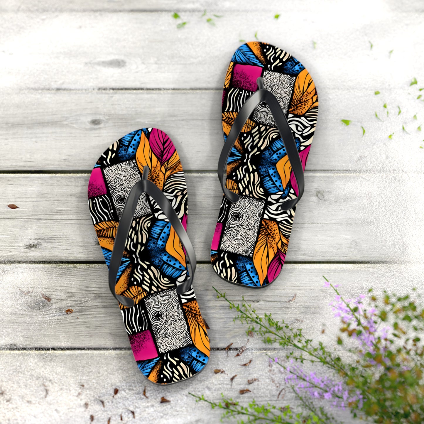 Floral and Feather Flip Flops | Beach Sandals for Summer Vibes Vacation Footwear