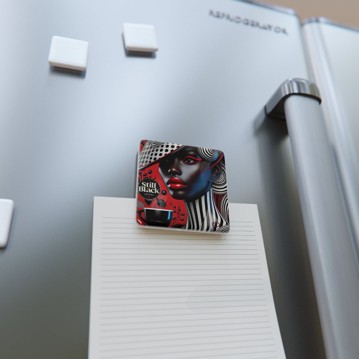Still Black Porcelain Magnet, Square #SB11