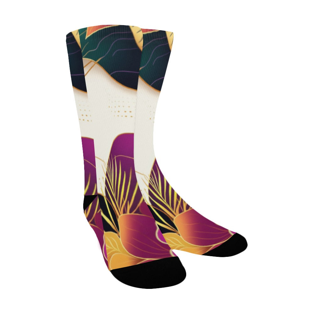 Flowers Abstract Ankara Inspired Golden Waves Men's Socks Women's Custom Socks