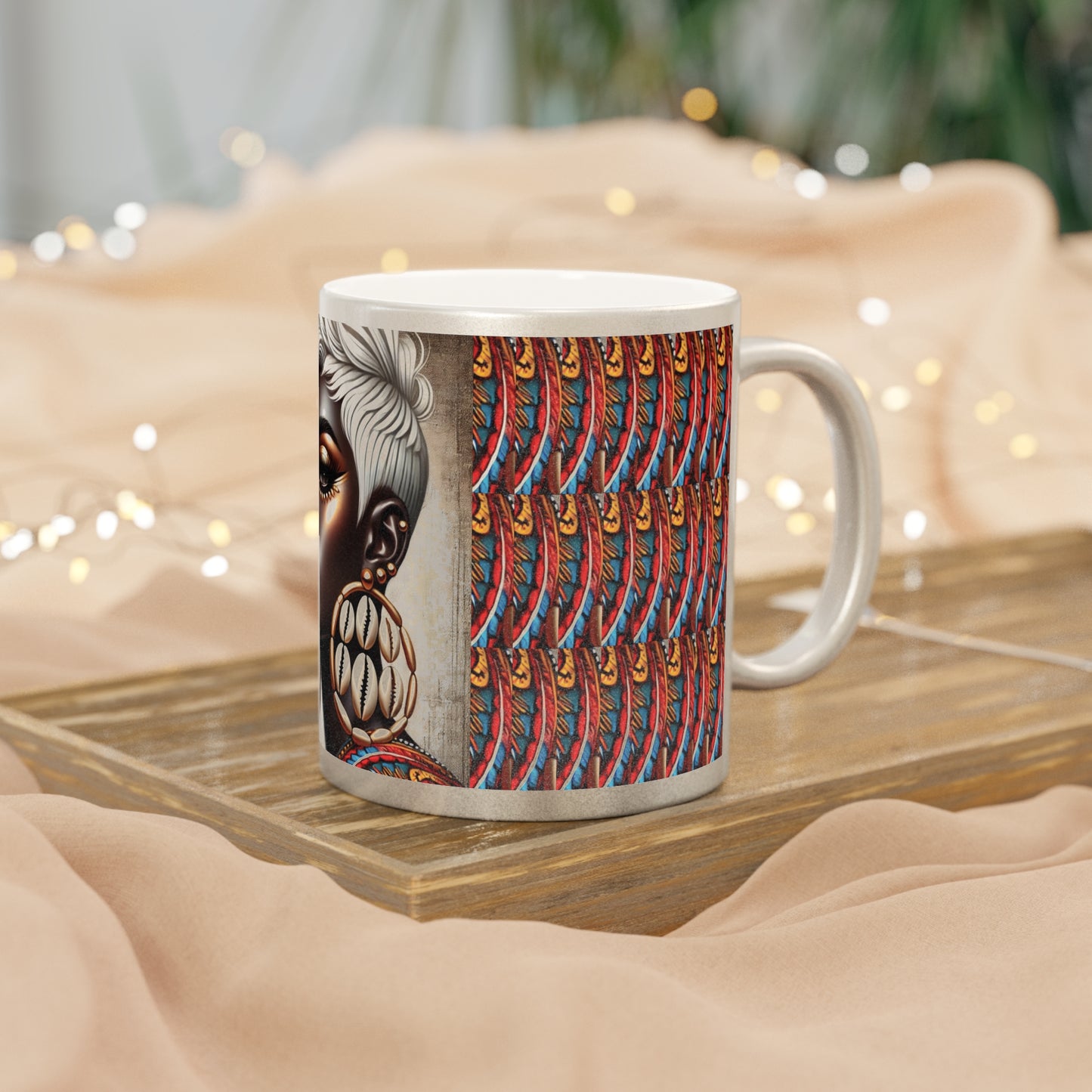 Platinum Beauty African Art Metallic Mug