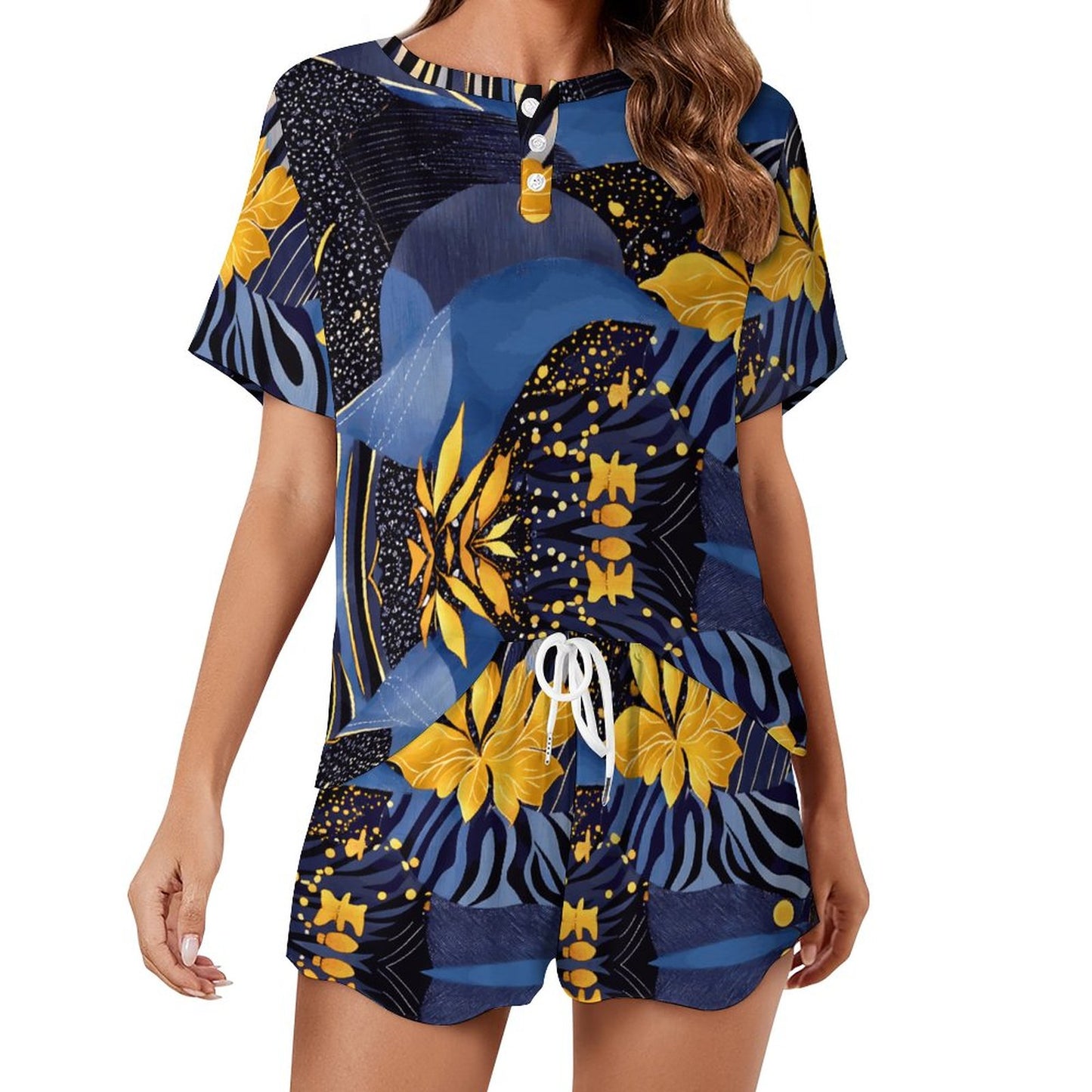 Women's Abstract Cooling Short Sleeve Loungewear Set UTZ (All-Over Printing)