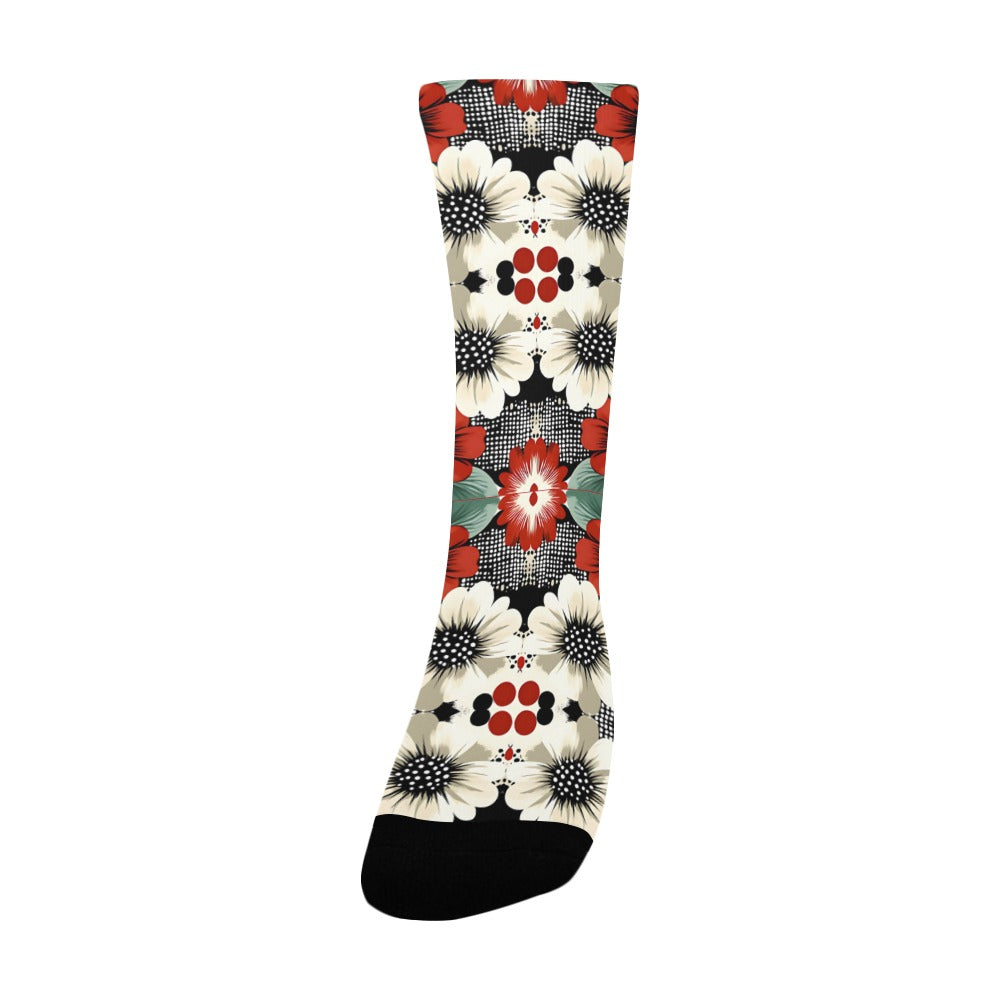 Geometric and Floral Pattern Men's Socks Women's Custom Socks