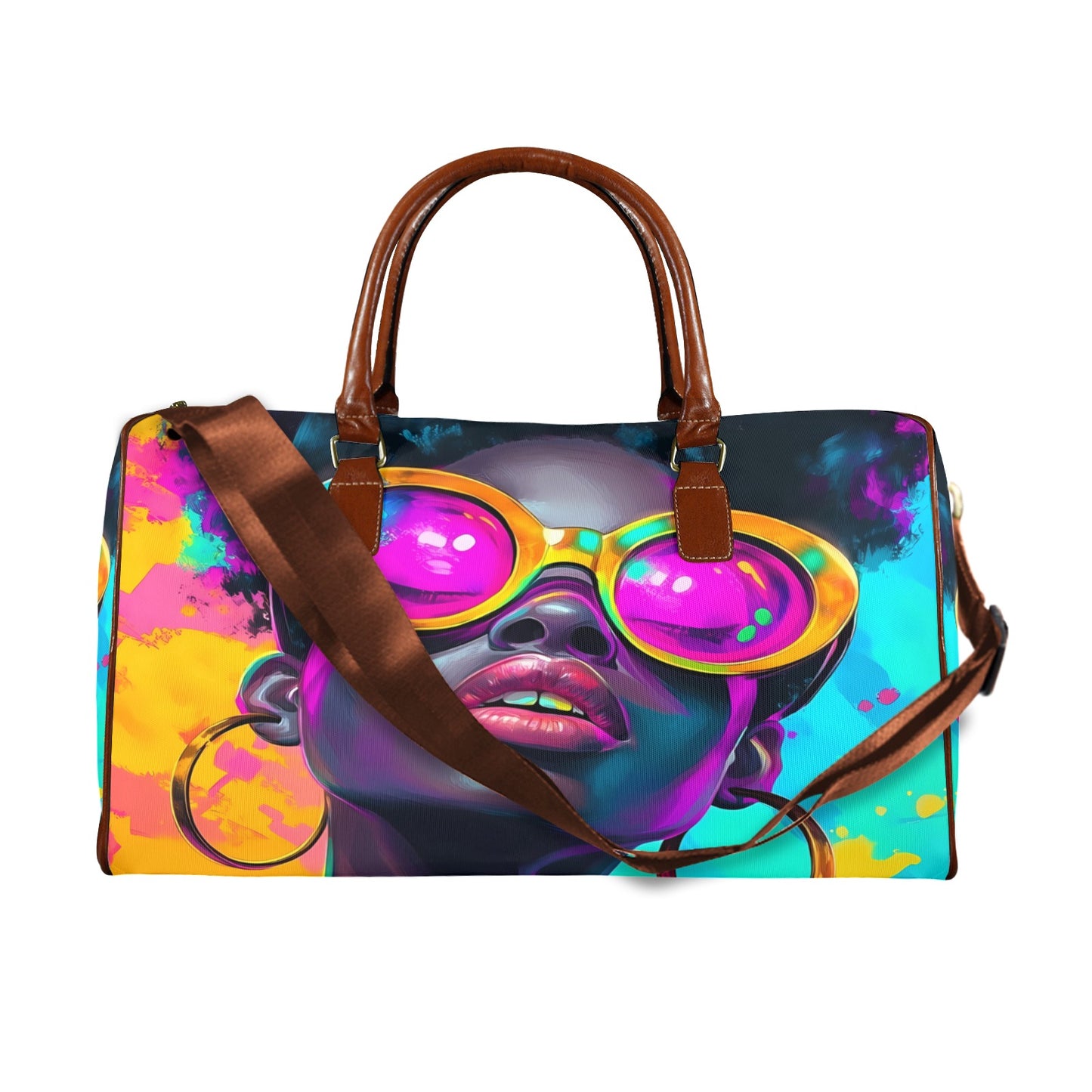 Colorful Reflection Travel Bag Large Capacity Travel Bag-Large (Brown Short Patch) (1737)