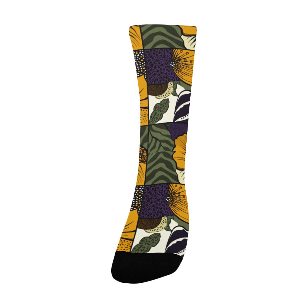Geometric and Floral Pattern Men's Socks Women's Custom Socks