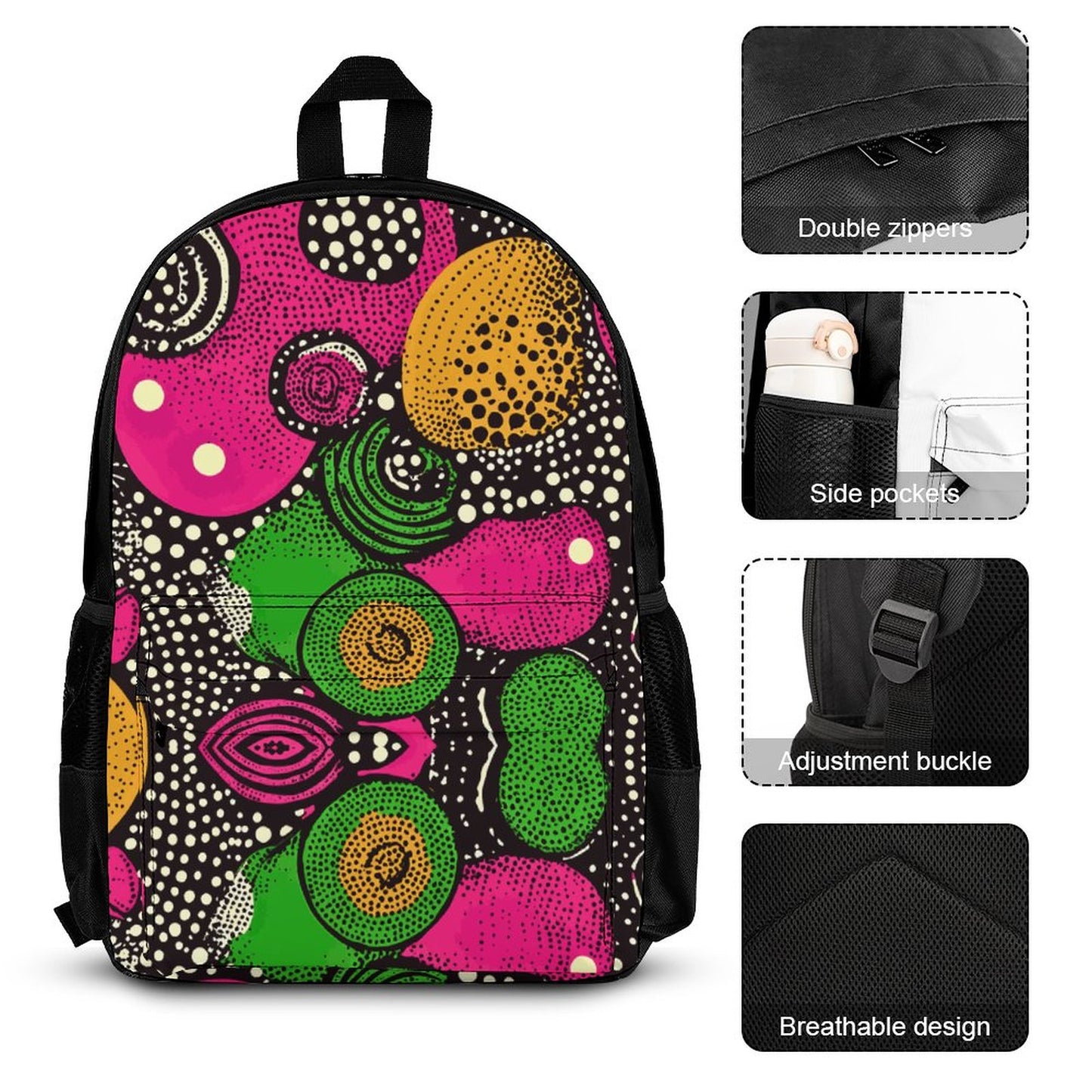 Abstract Set of 3 Bags (Shoulder Bag Lunch Bag & Pencil Pouch)