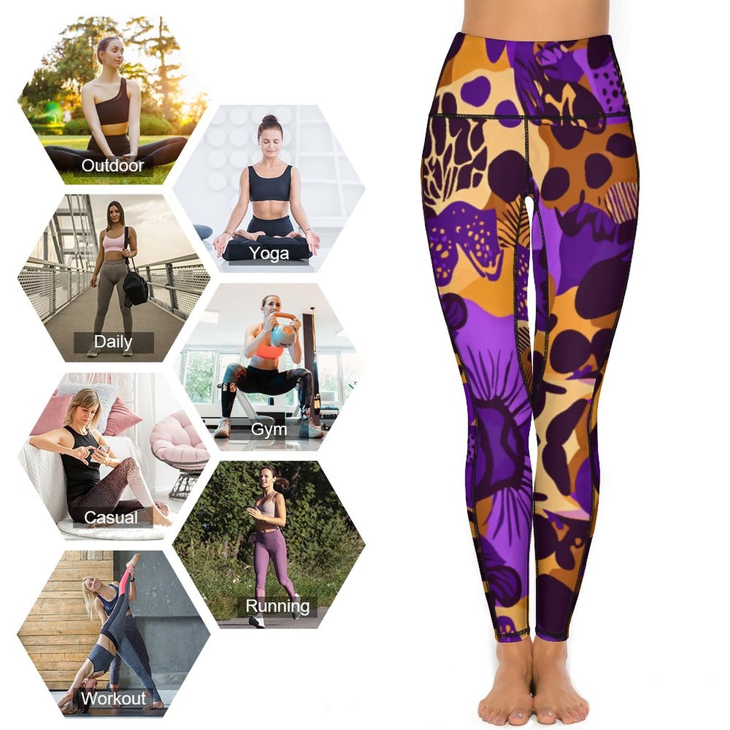 Custom Printed Yoga Pants with 2 Pockets CE003 (All-Over Printing)