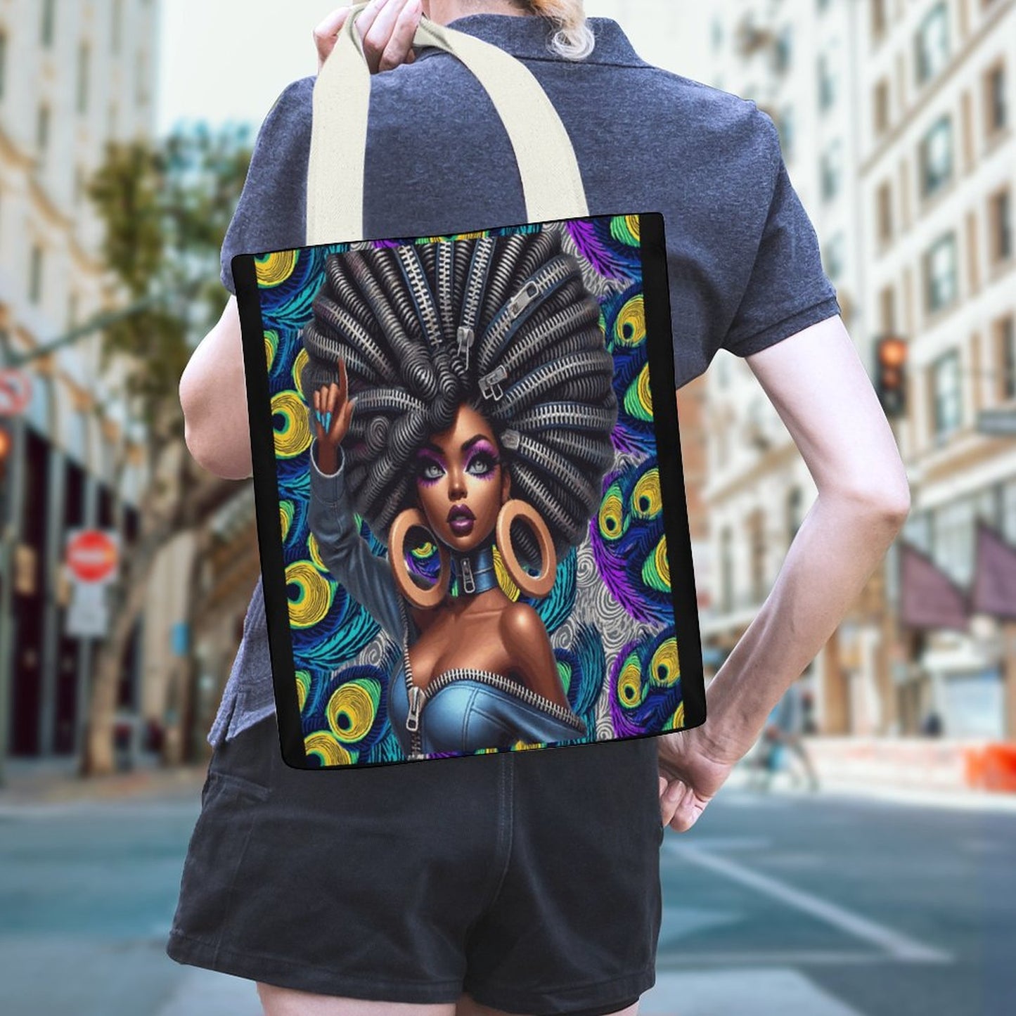 Canvas Material Tote Bags with Interior Pocket (Dual-sided Printing)