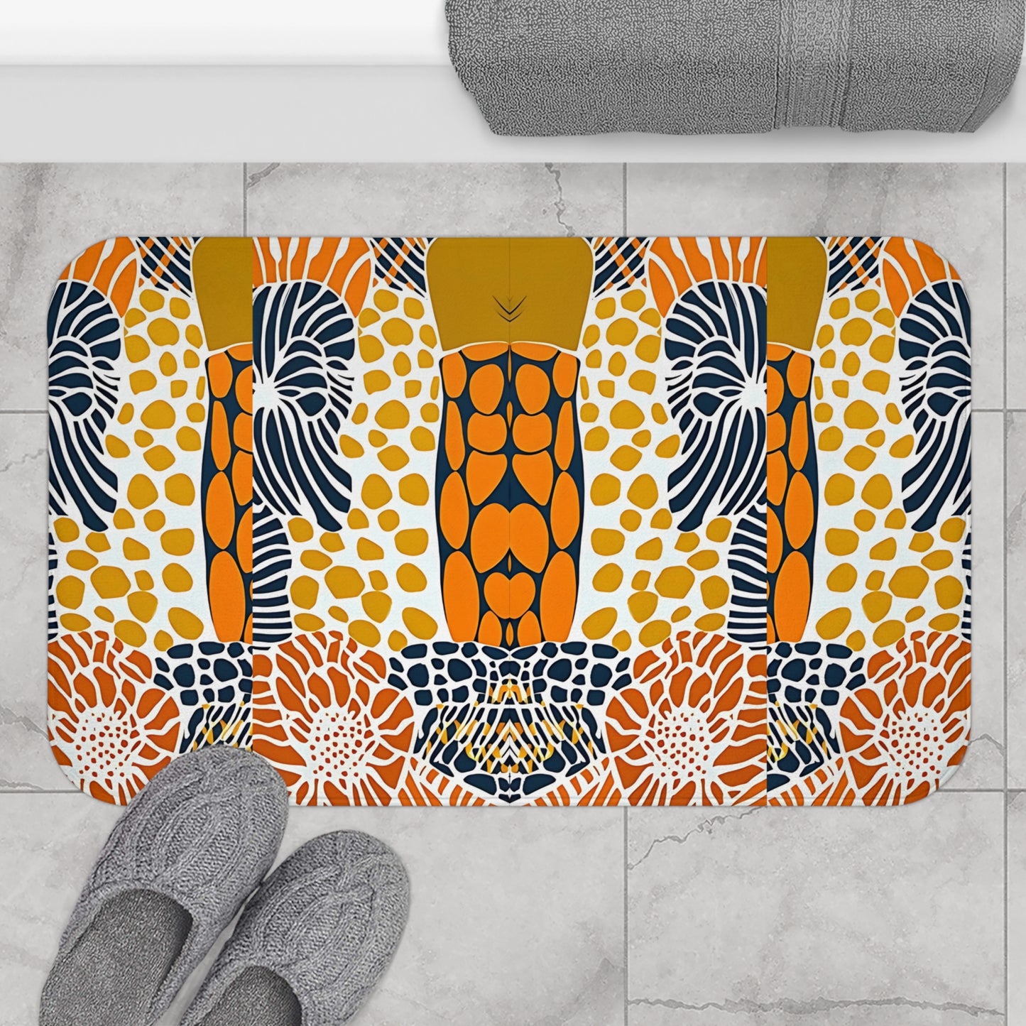 Vibrant Botanical Bath Mat, Boho Bathroom Decor, Modern Home Accent, Cozy Gift for Art Lovers, Unique Bath Accessory