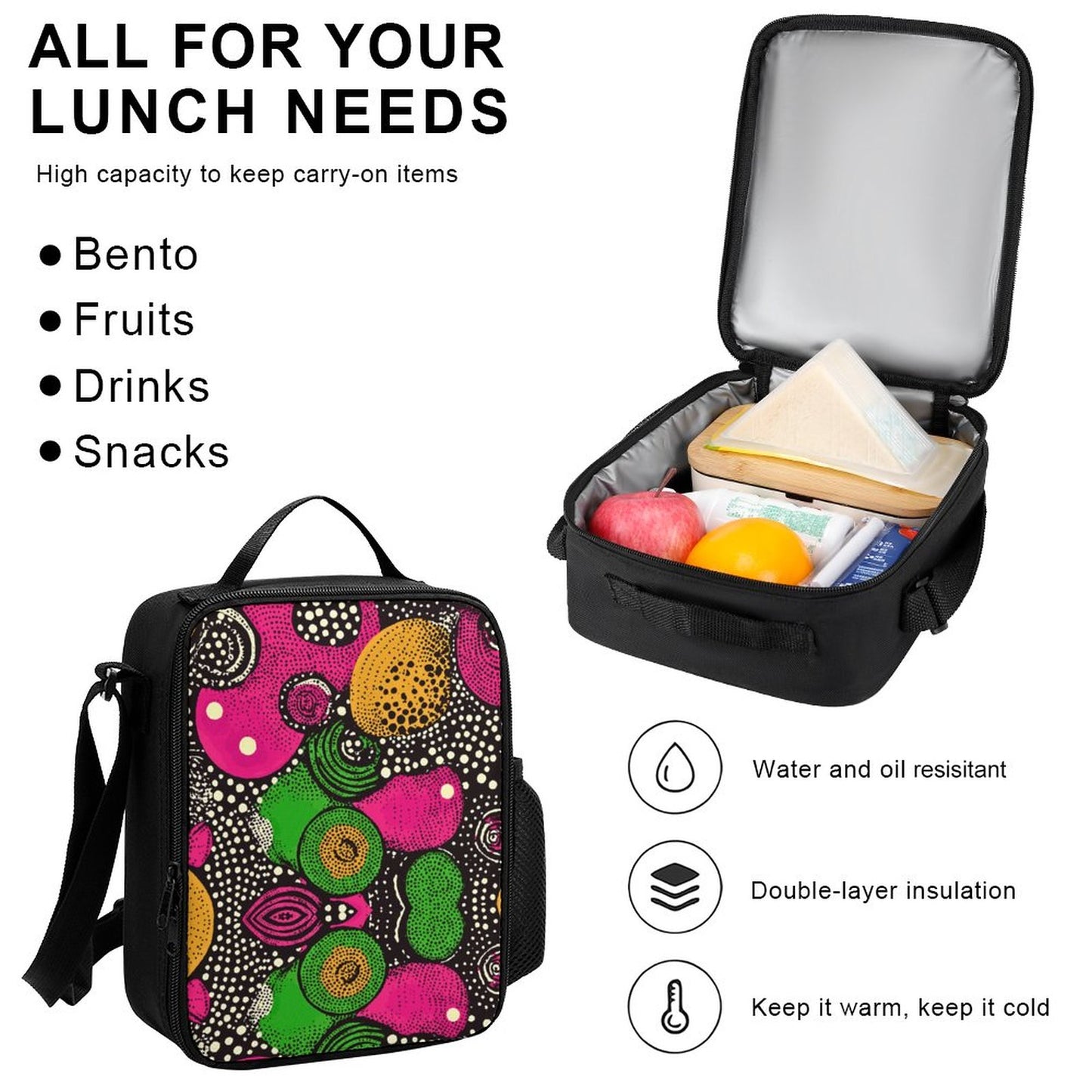Abstract Set of 3 Bags (Shoulder Bag Lunch Bag & Pencil Pouch)