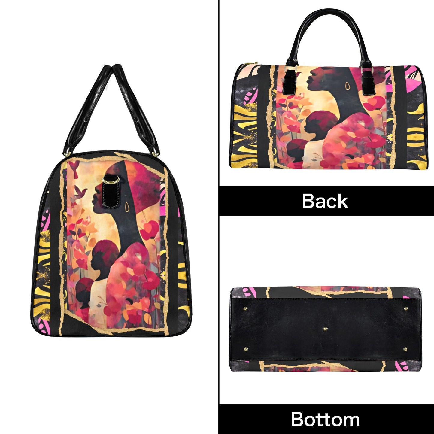 Mother's Day Travel Bag Large Capacity Travel Bag-Large (Black Short Patch) (1737)