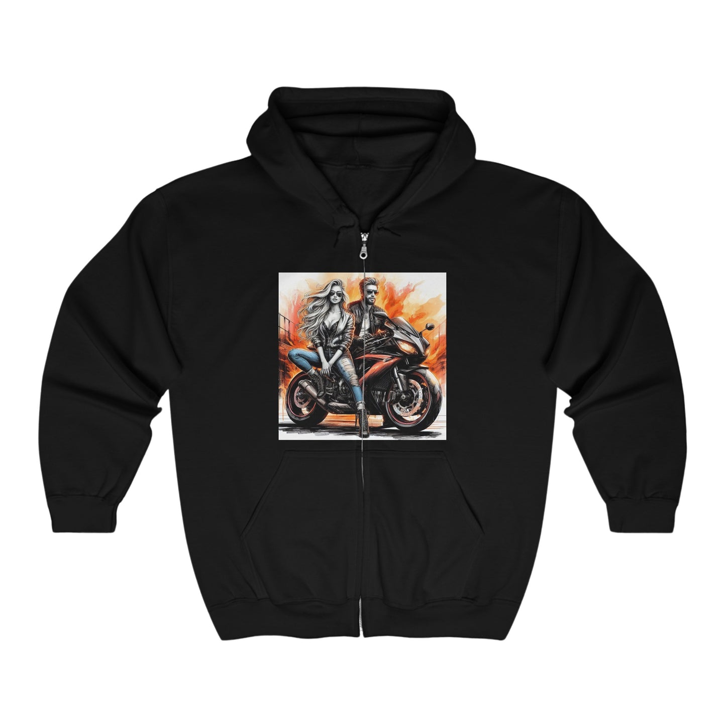 Born To Ride Unisex Heavy Blend™ Full Zip Hooded Sweatshirt #13MU