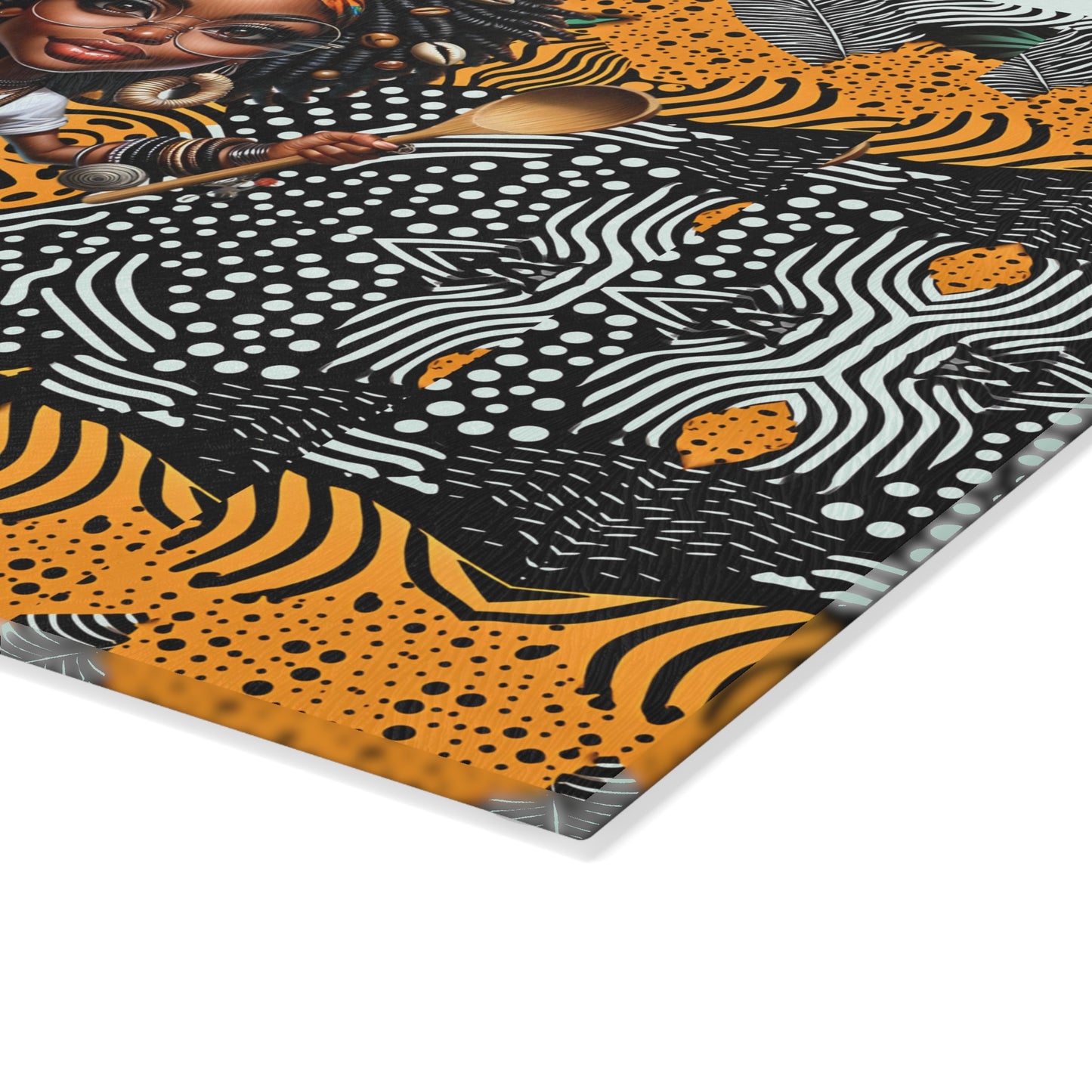 Glass Cutting Board, Afrocentric Kitchen Decor, Ankara Pattern Glass Board, Ethnic Design Cheese Board, Unique Housewarming Gift