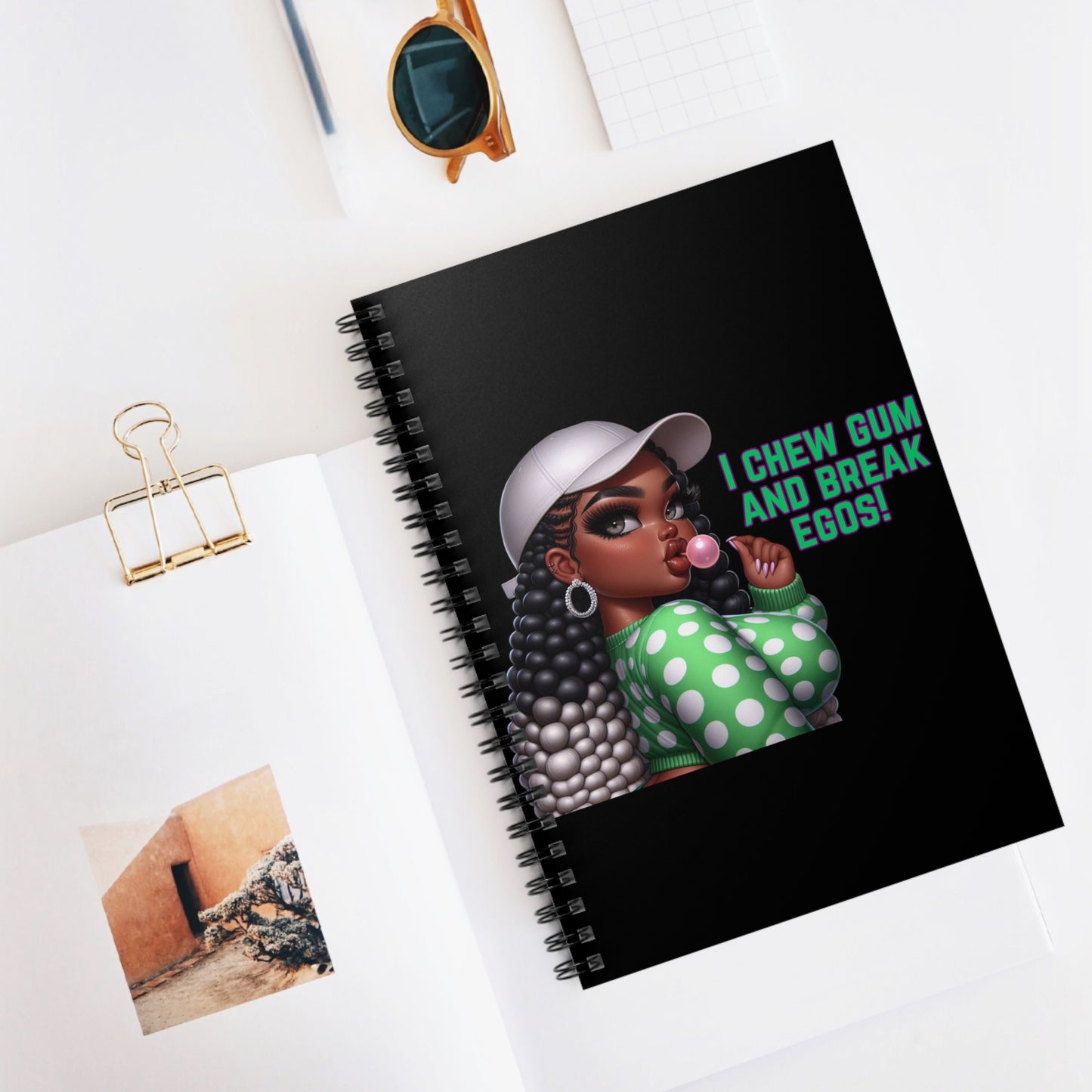 Funny Spiral Notebook - I Chew Gum and Break Egos, Sarcastic Journal, Humorous