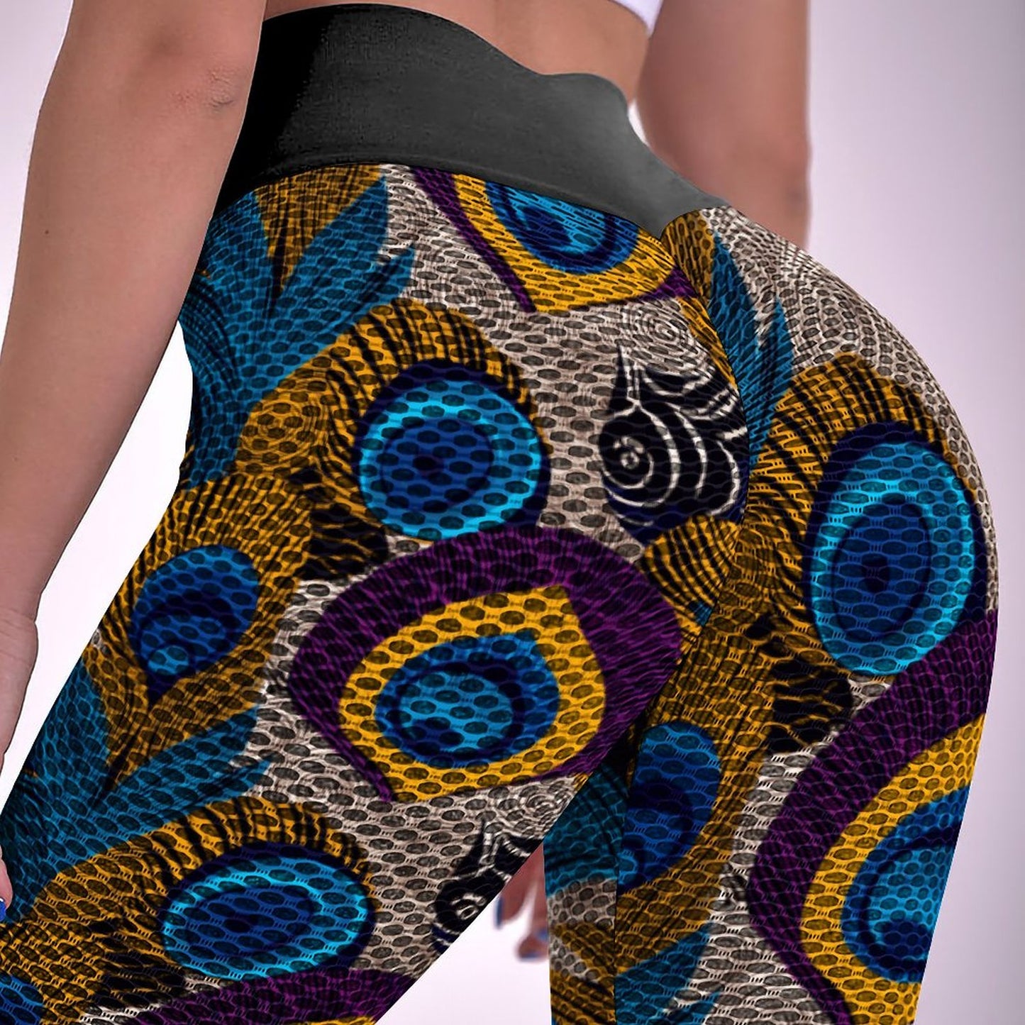 Custom Printed Honeycomb Textured Yoga Pants for Women (All-Over Printing)
