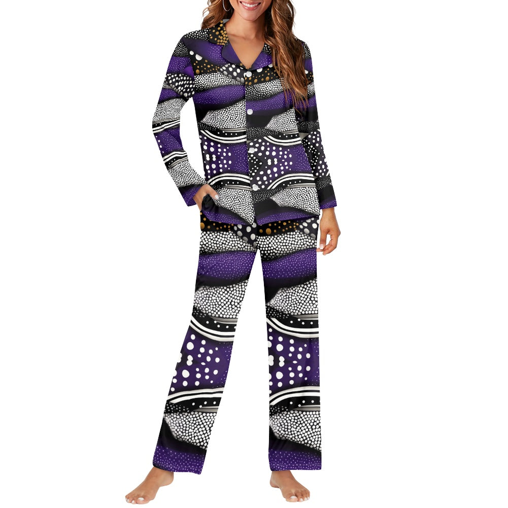 Turn down neck pajamas set for woman