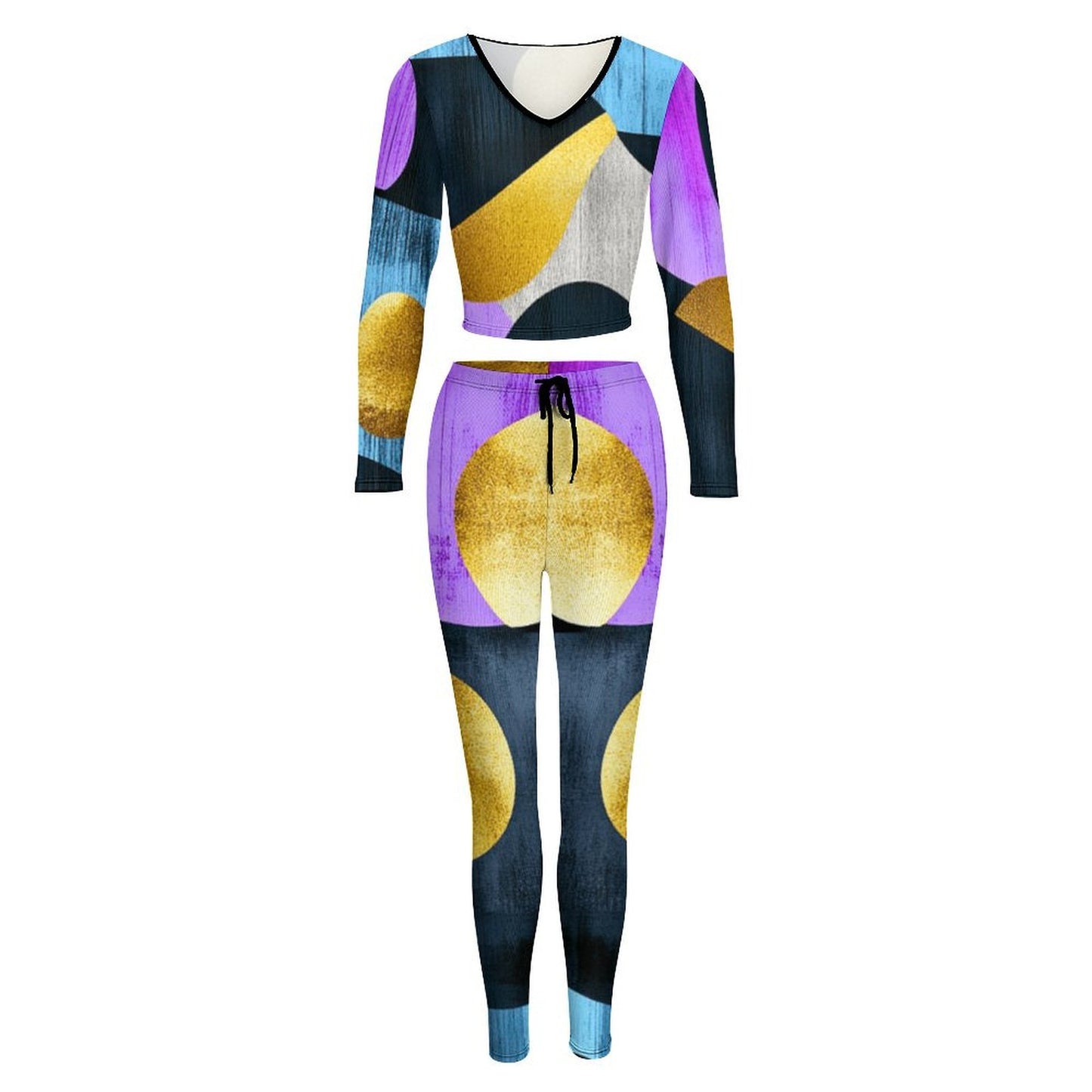 V neck sweatshirt set Women's V-neck Long Sleeve Yoga Set