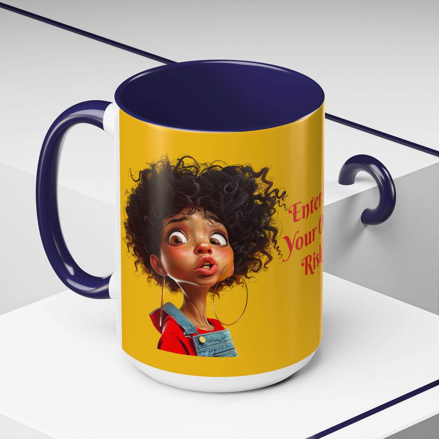 Enter At Your Own Risk Accent Coffee Mug (11, 15oz) #EYOR2