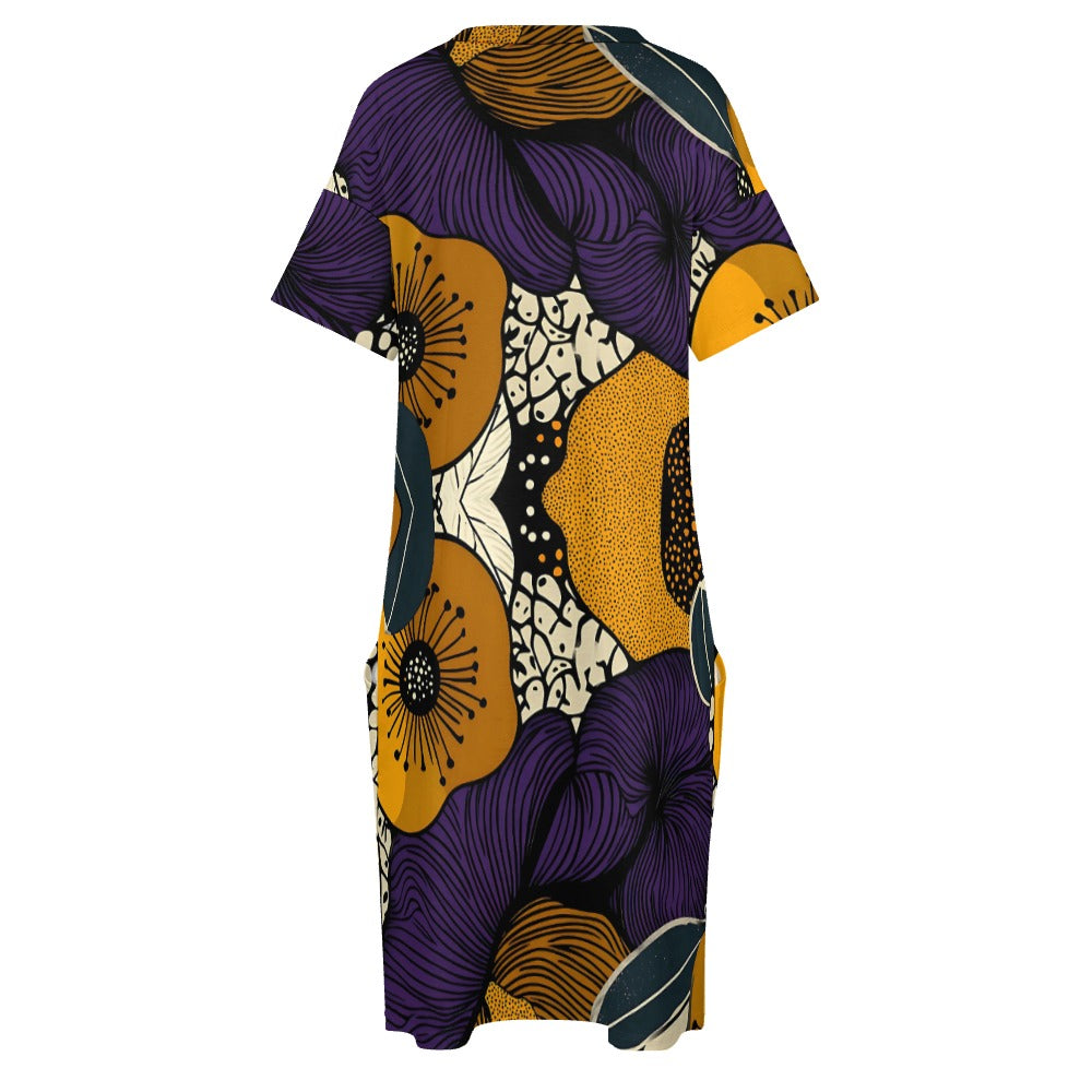 Floral Pattern Loose Pocket Dress