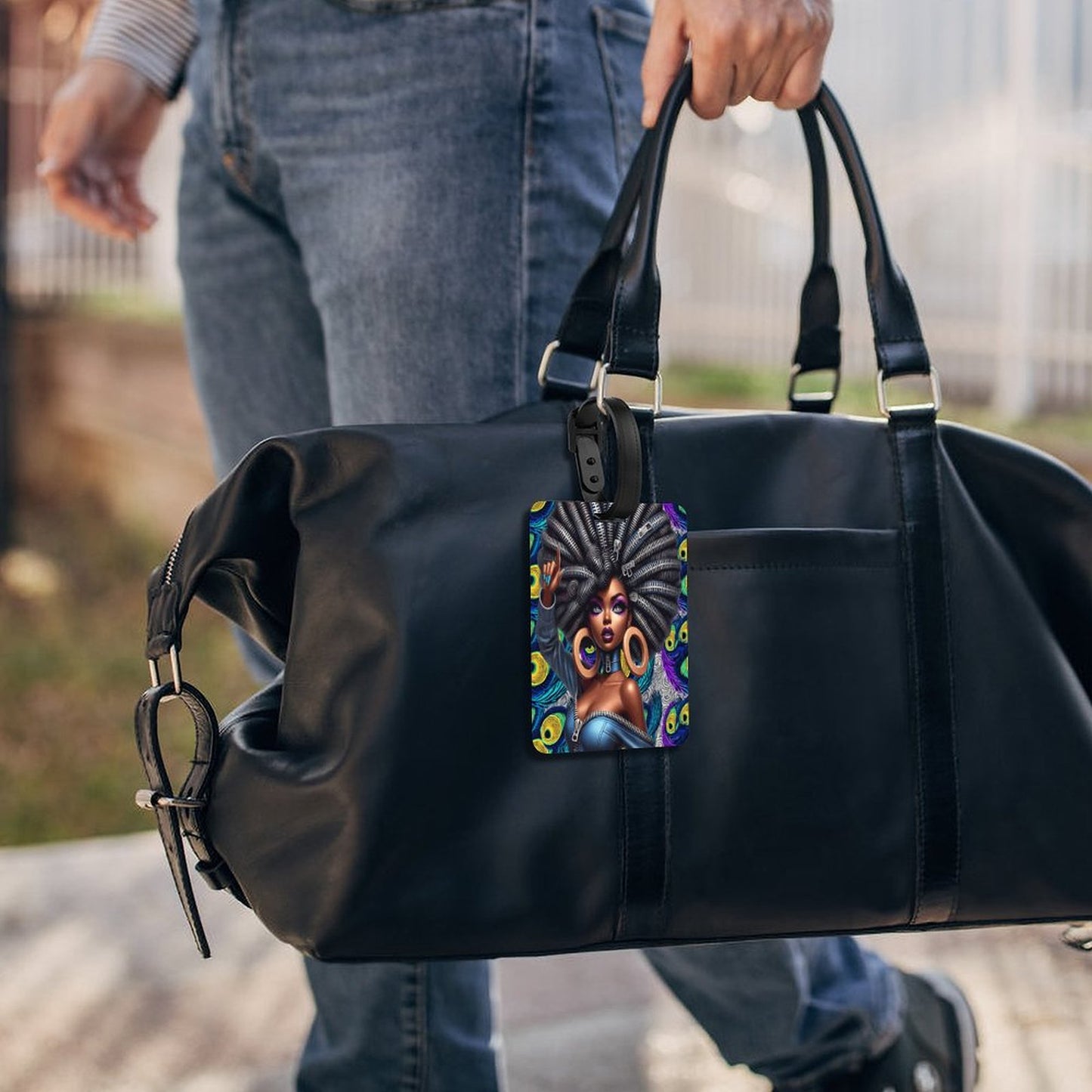 Full-Printed Luggage Tag with Black Hanging Loop