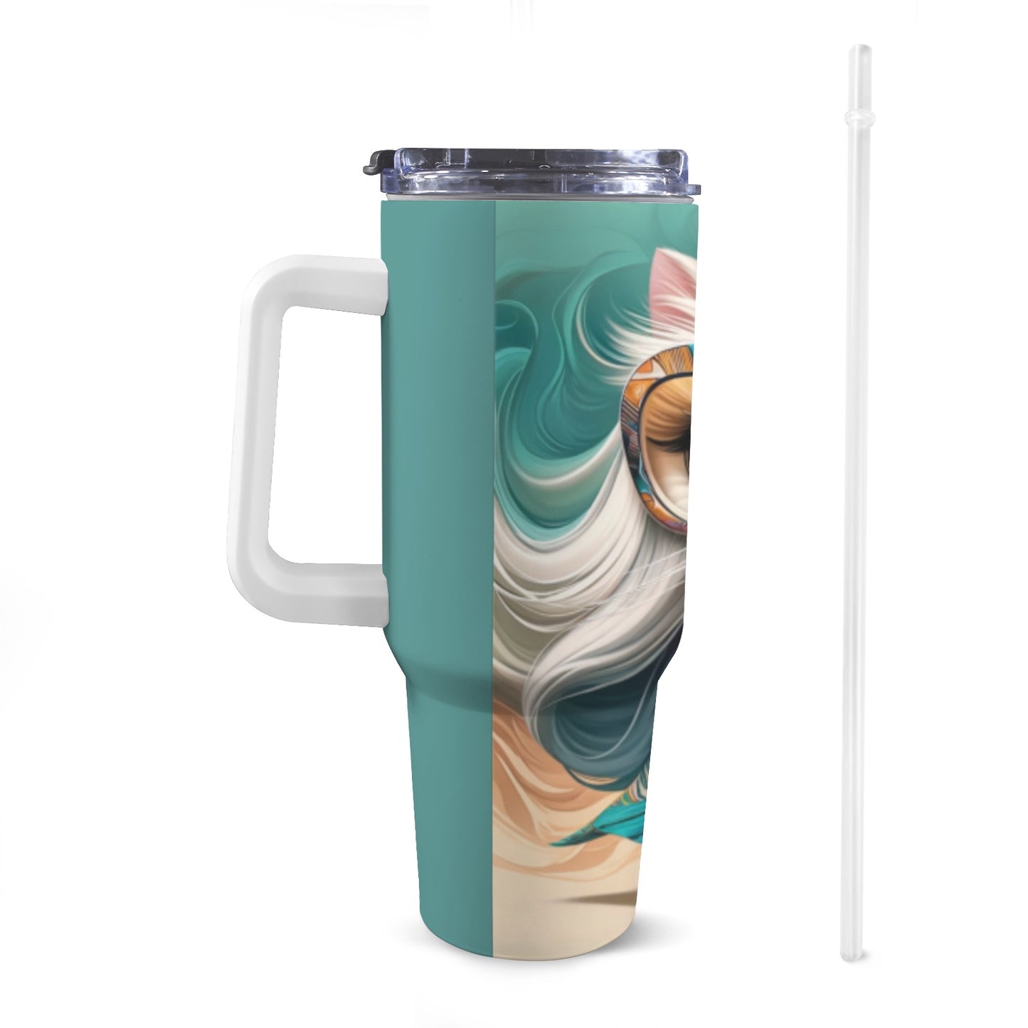 Pet 40 oz Tumbler With White Handle 40oz Tumbler with White Handle