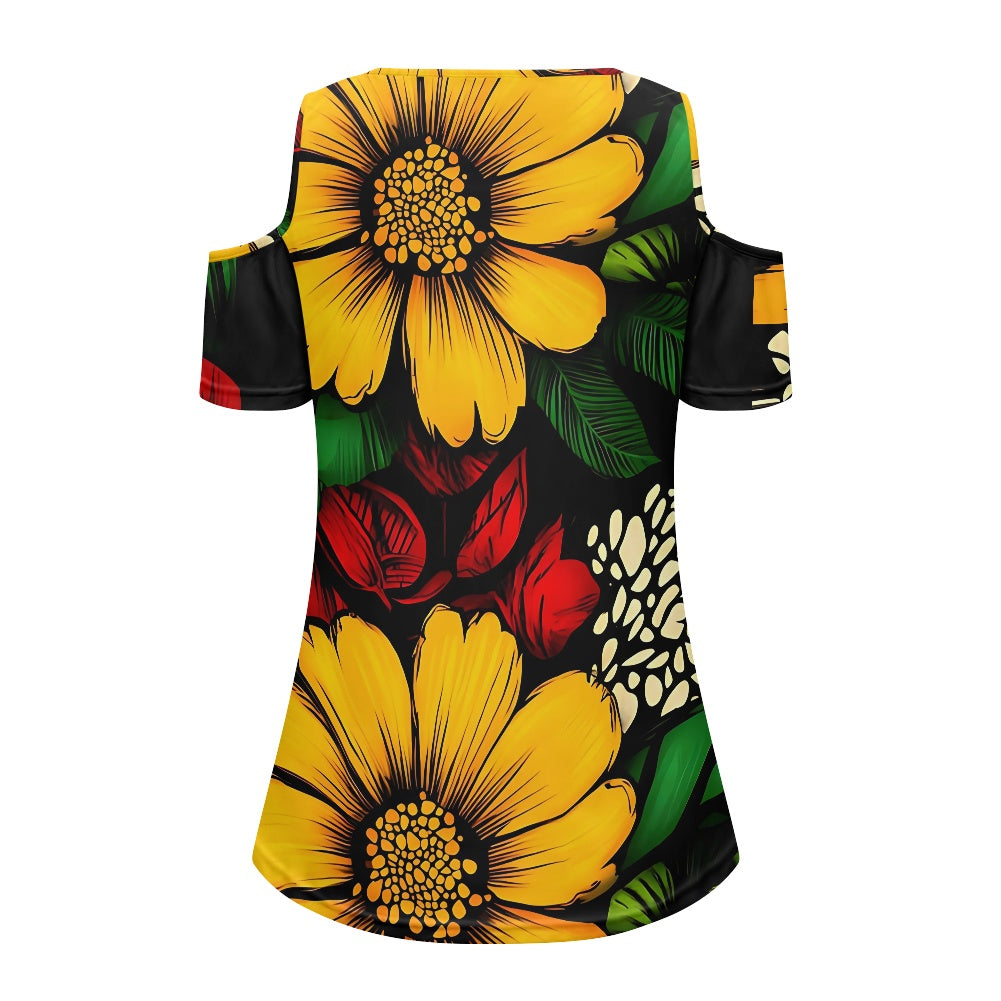 Off-the-shoulder short-sleeved T-shirt