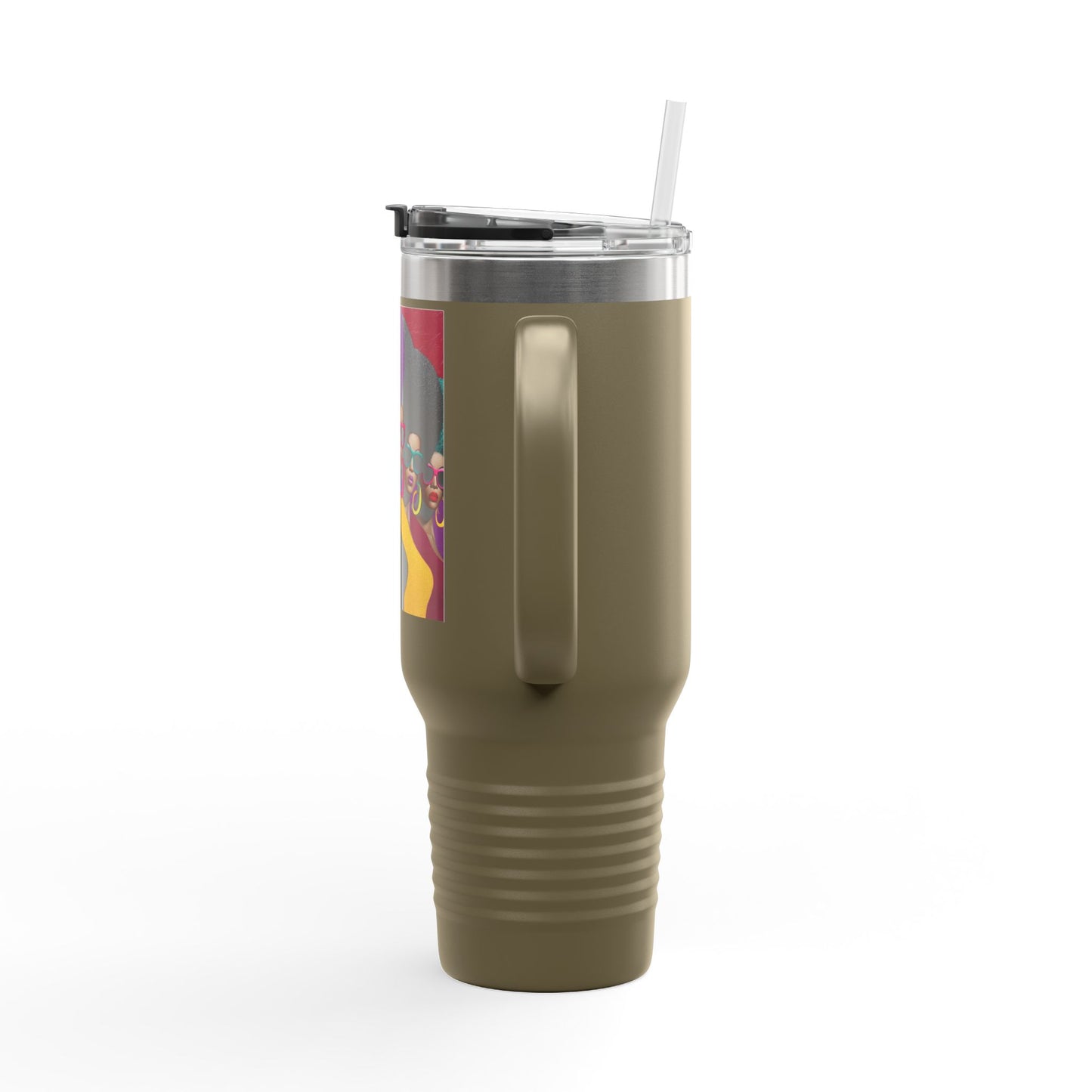 Afrocentric Tumbler Mug, Black Woman Afro Sunglasses Drinkware, Travel Coffee