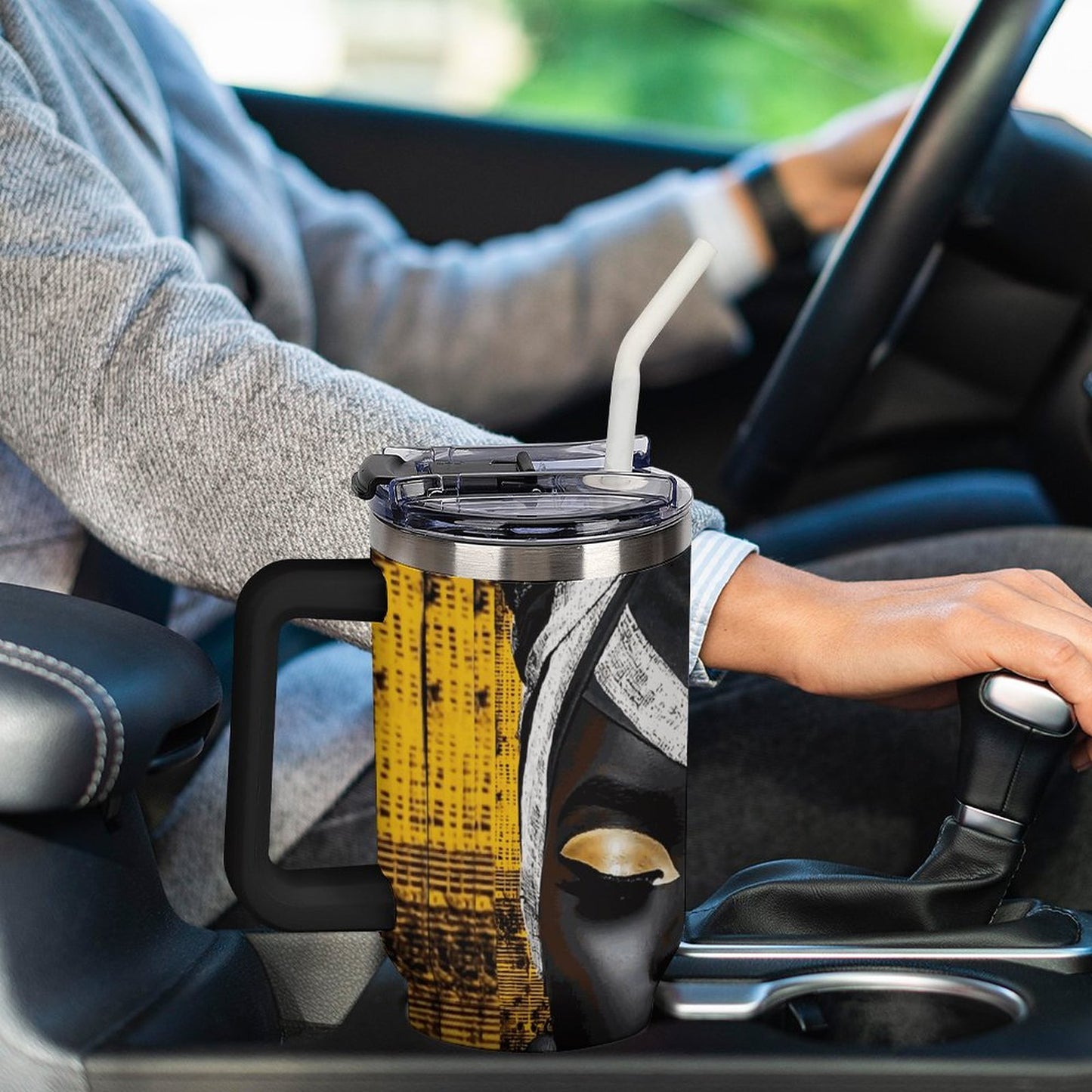 40oz Insulated Tumbler with Handle and Straw